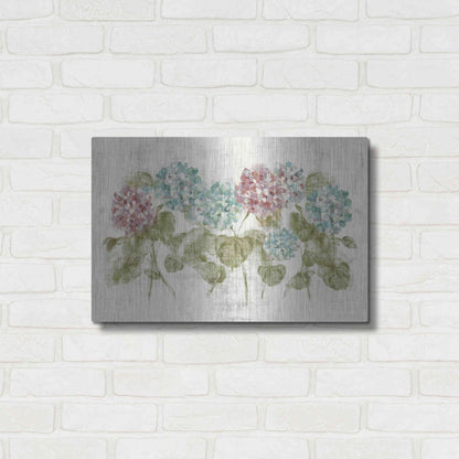 Luxe Metal Art 'Vibrant Row of Hydrangea No Border' by Cheri Blum, Metal Wall Art,24x16