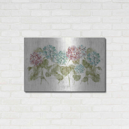 Luxe Metal Art 'Vibrant Row of Hydrangea No Border' by Cheri Blum, Metal Wall Art,36x24