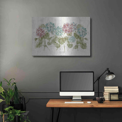 Luxe Metal Art 'Vibrant Row of Hydrangea No Border' by Cheri Blum, Metal Wall Art,36x24