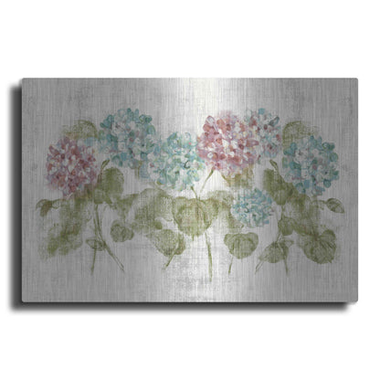 Luxe Metal Art 'Vibrant Row of Hydrangea No Border' by Cheri Blum, Metal Wall Art