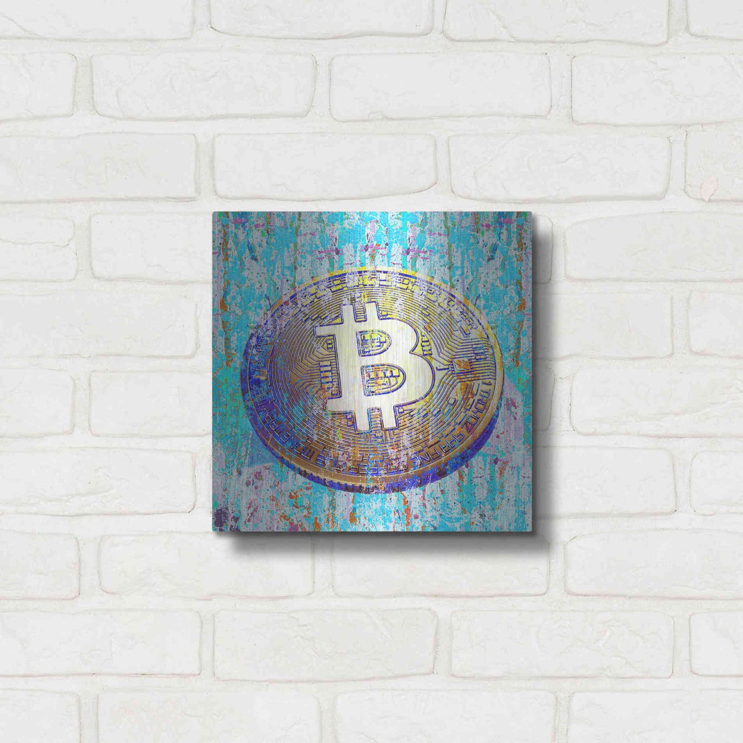 Luxe Metal Art 'The Inextinguishable Bitcoin,' Metal Wall Art,12x12