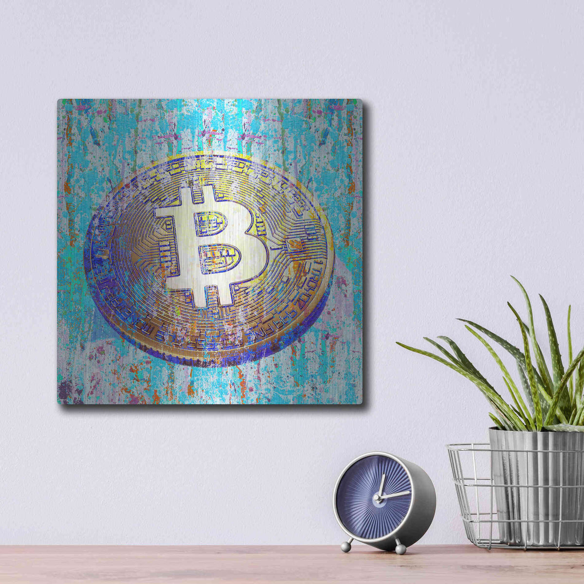 Luxe Metal Art 'The Inextinguishable Bitcoin,' Metal Wall Art,12x12