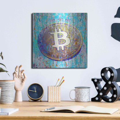 Luxe Metal Art 'The Inextinguishable Bitcoin,' Metal Wall Art,12x12