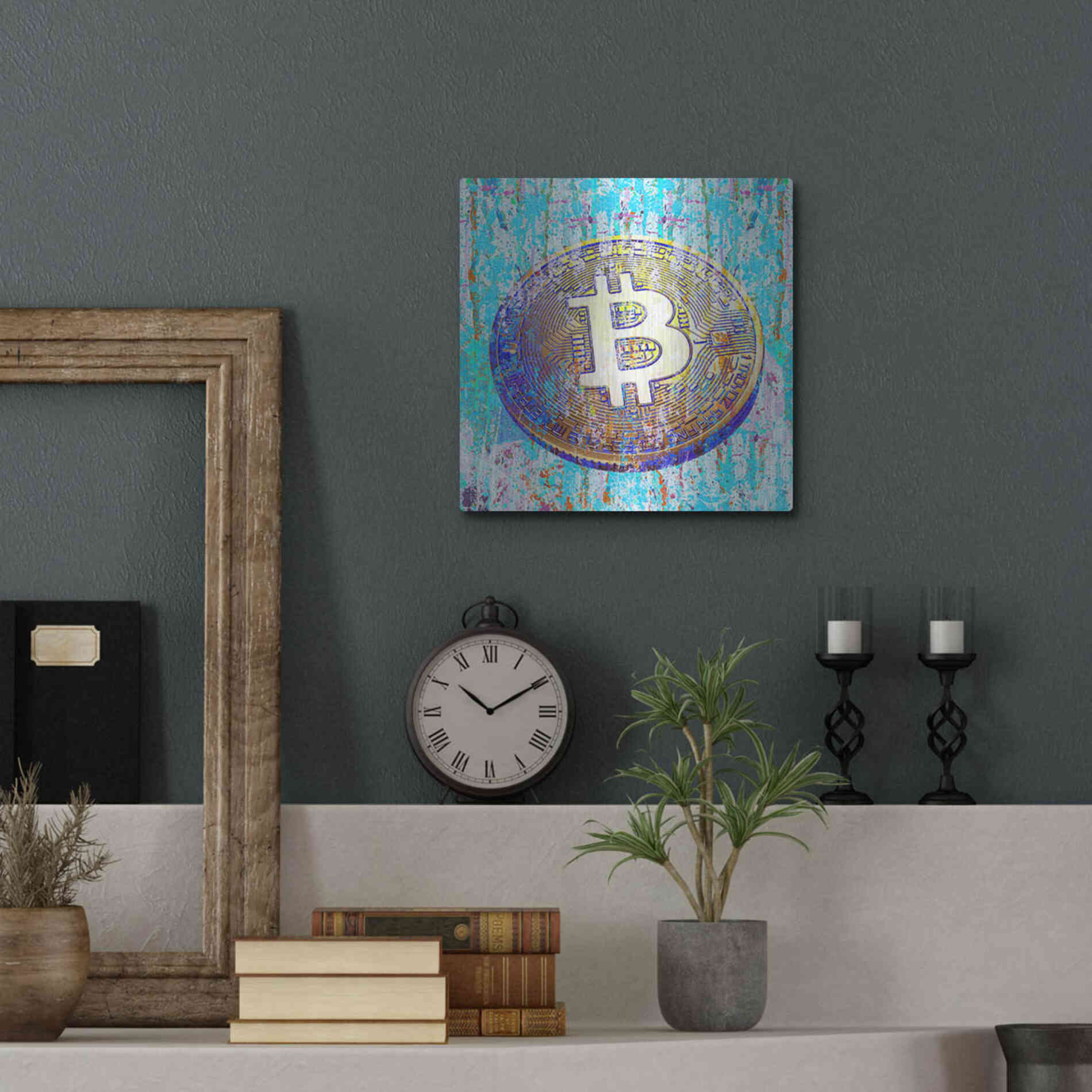 Luxe Metal Art 'The Inextinguishable Bitcoin,' Metal Wall Art,12x12