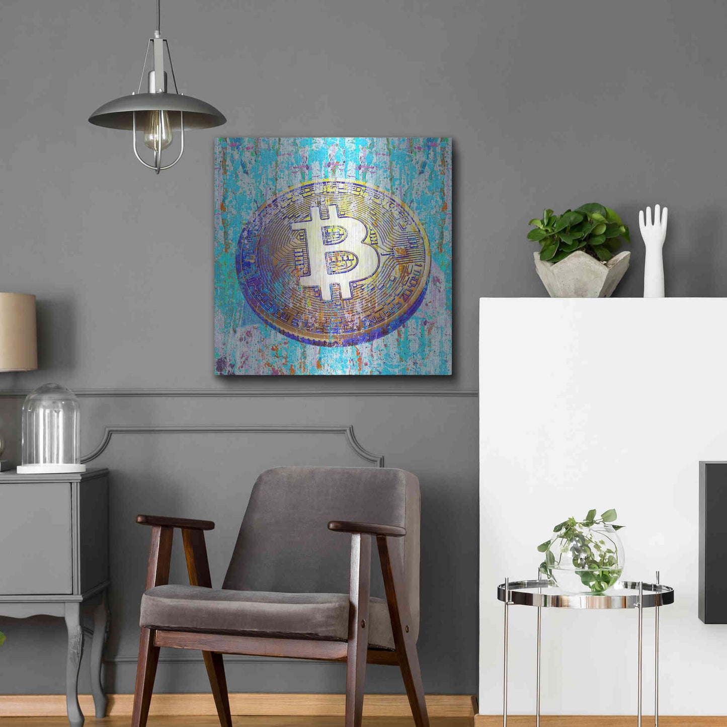 Luxe Metal Art 'The Inextinguishable Bitcoin,' Metal Wall Art,24x24
