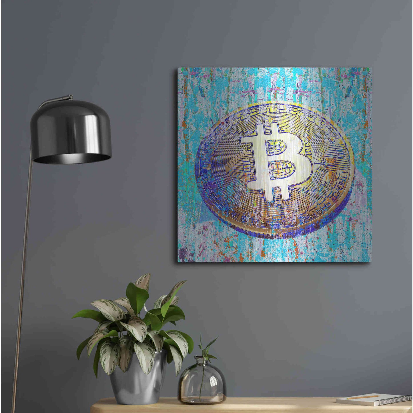 Luxe Metal Art 'The Inextinguishable Bitcoin,' Metal Wall Art,24x24