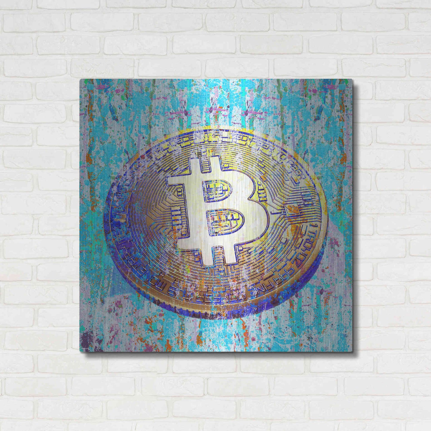 Luxe Metal Art 'The Inextinguishable Bitcoin,' Metal Wall Art,36x36