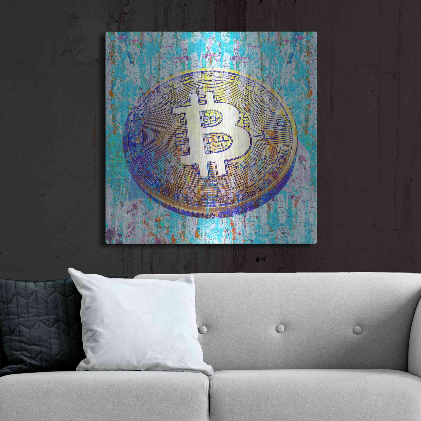 Luxe Metal Art 'The Inextinguishable Bitcoin,' Metal Wall Art,36x36