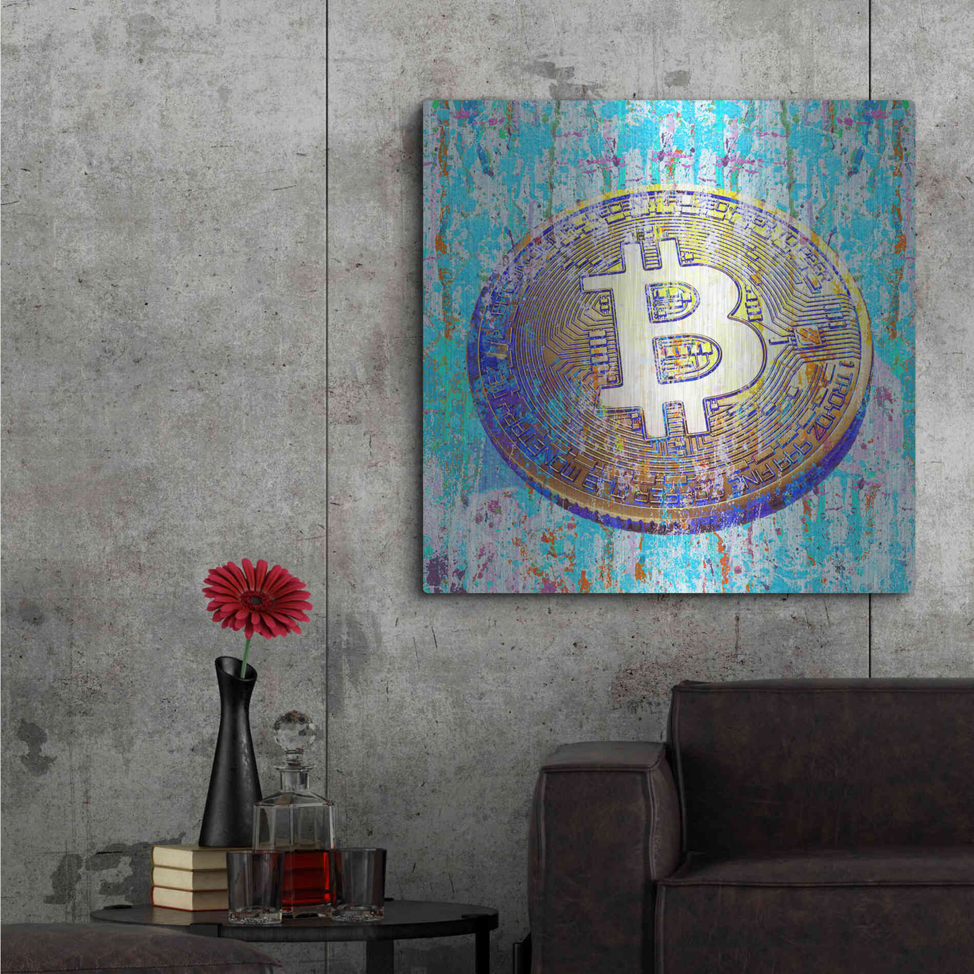 Luxe Metal Art 'The Inextinguishable Bitcoin,' Metal Wall Art,36x36