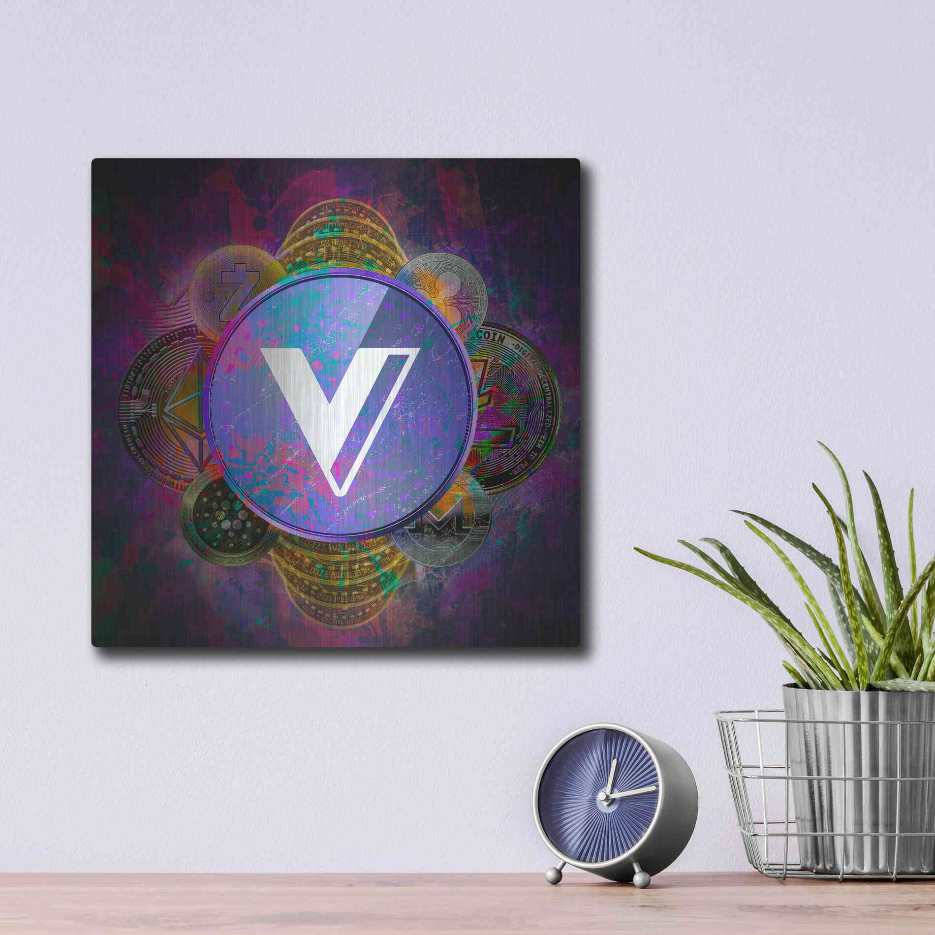 Luxe Metal Art 'VGX Voyager Crypto Pyramid,' Metal Wall Art,12x12