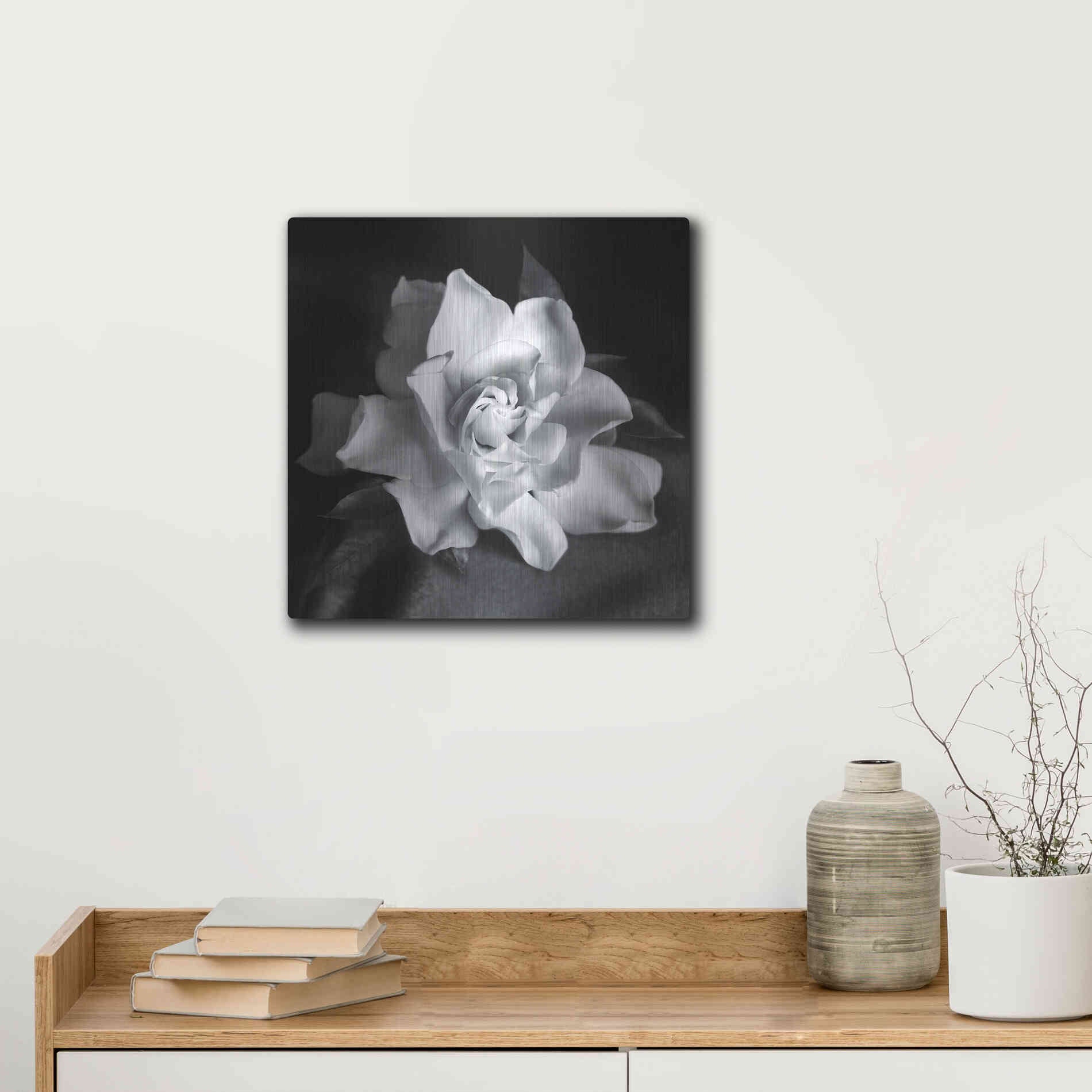 Luxe Metal Art 'Gardenia' by Debra Van Swearingen, Metal Wall Art,12x12