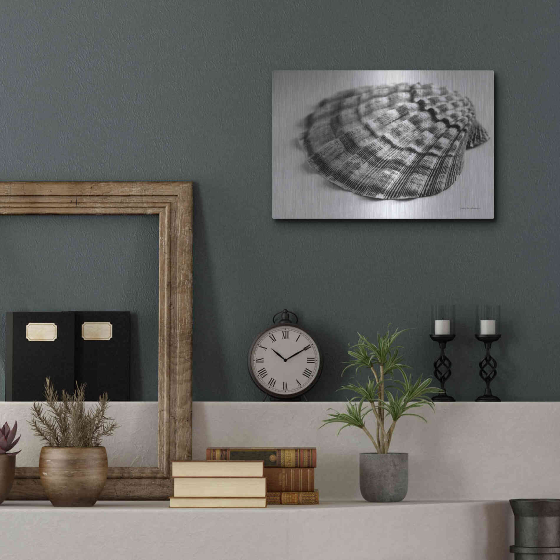 Luxe Metal Art 'Scallop 3' by Debra Van Swearingen, Metal Wall Art,16x12