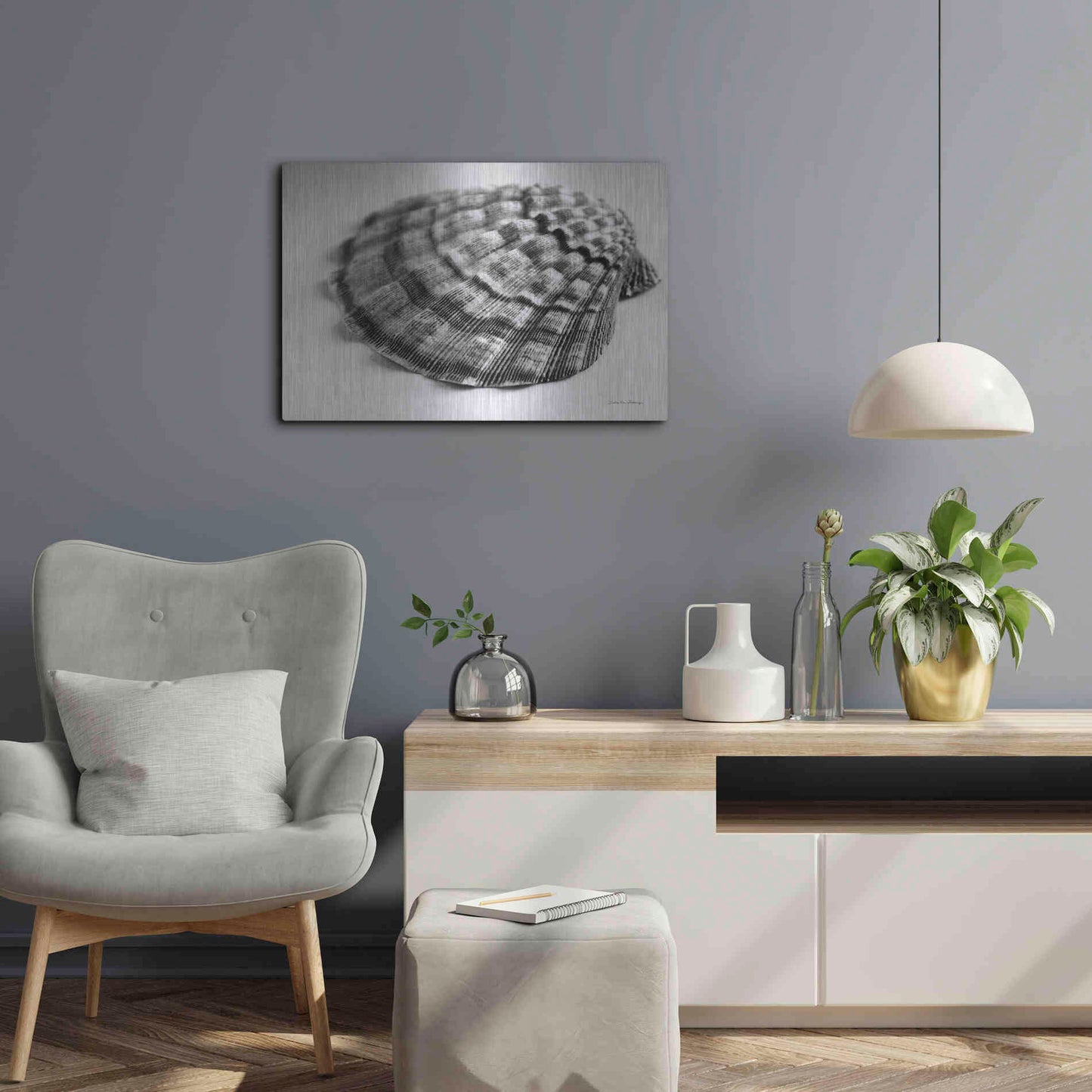 Luxe Metal Art 'Scallop 3' by Debra Van Swearingen, Metal Wall Art,24x16