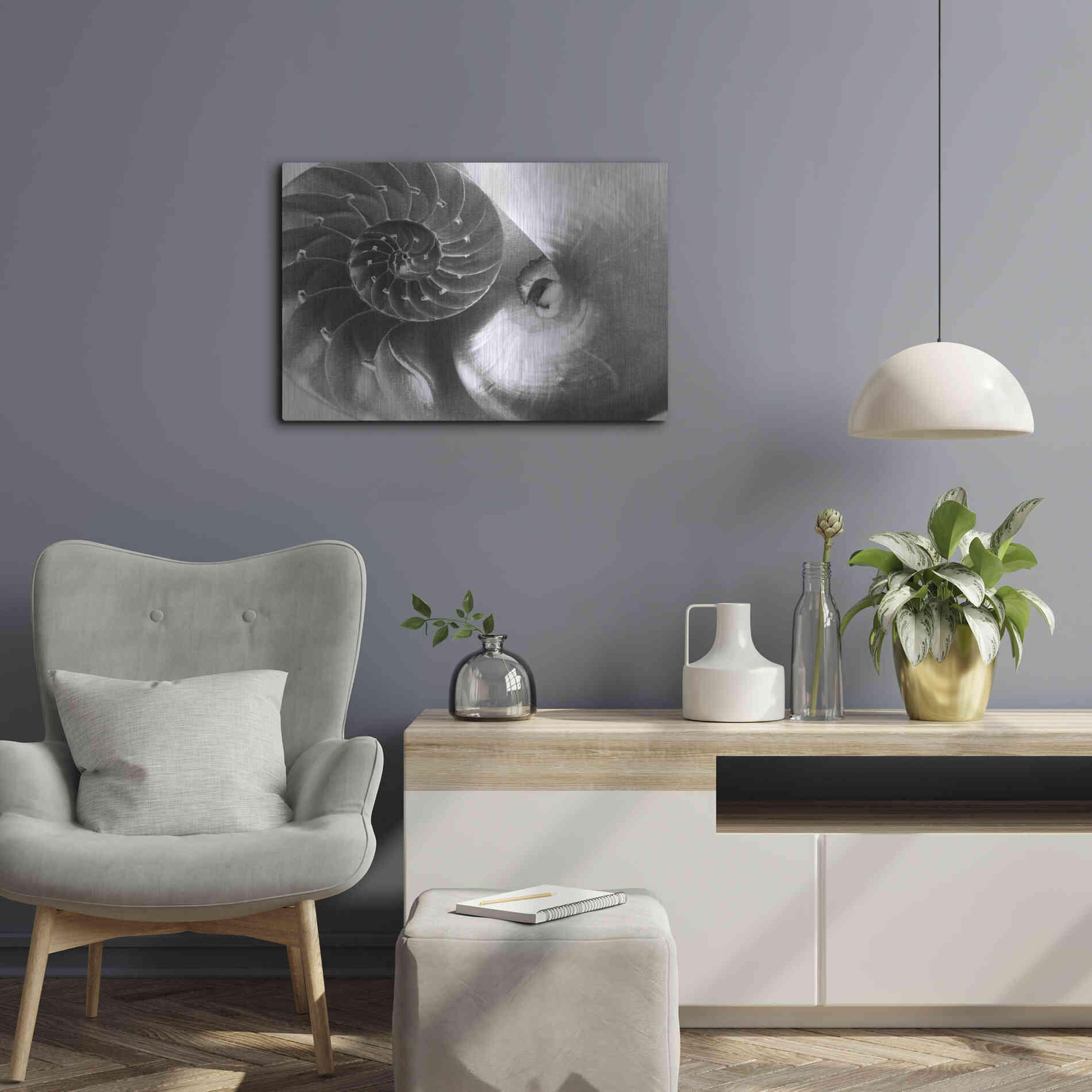 Luxe Metal Art 'Nautilus Yin Yang' by Debra Van Swearingen, Metal Wall Art,24x16