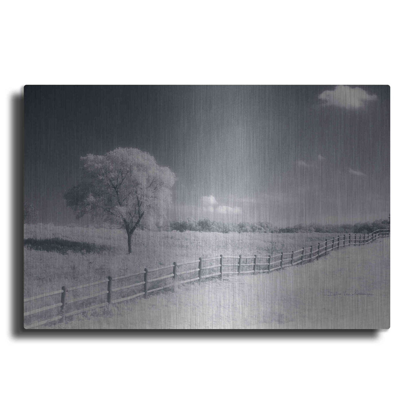 Luxe Metal Art 'Trees Fence I' by Debra Van Swearingen, Metal Wall Art