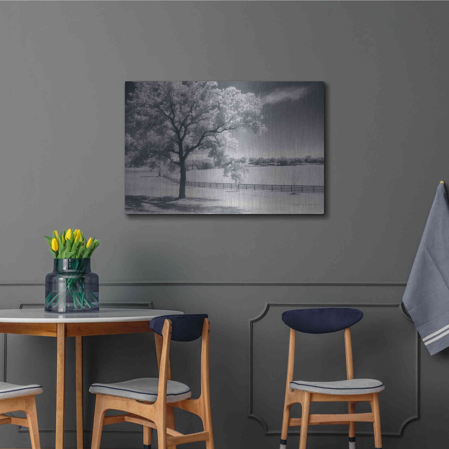 Luxe Metal Art 'Trees Fence II' by Debra Van Swearingen, Metal Wall Art,36x24