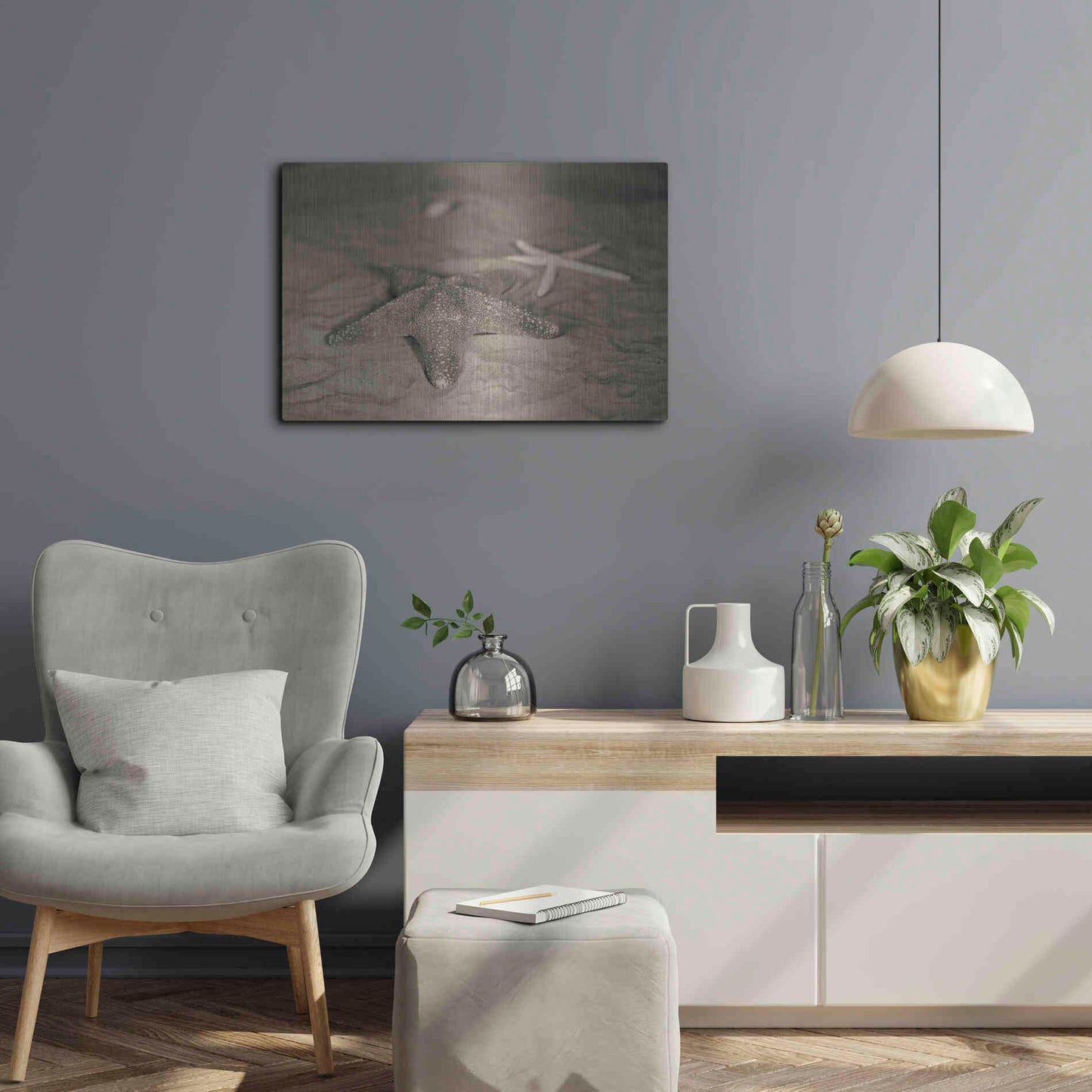 Luxe Metal Art 'Starfish II' by Debra Van Swearingen, Metal Wall Art,24x16