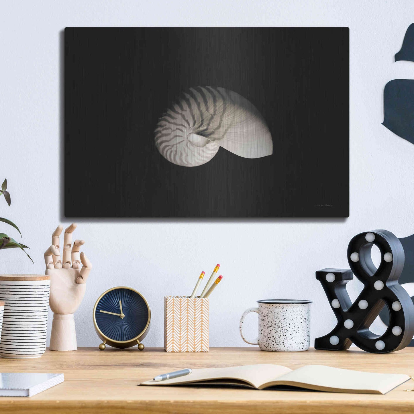 Luxe Metal Art 'Nautilus I' by Debra Van Swearingen, Metal Wall Art,16x12