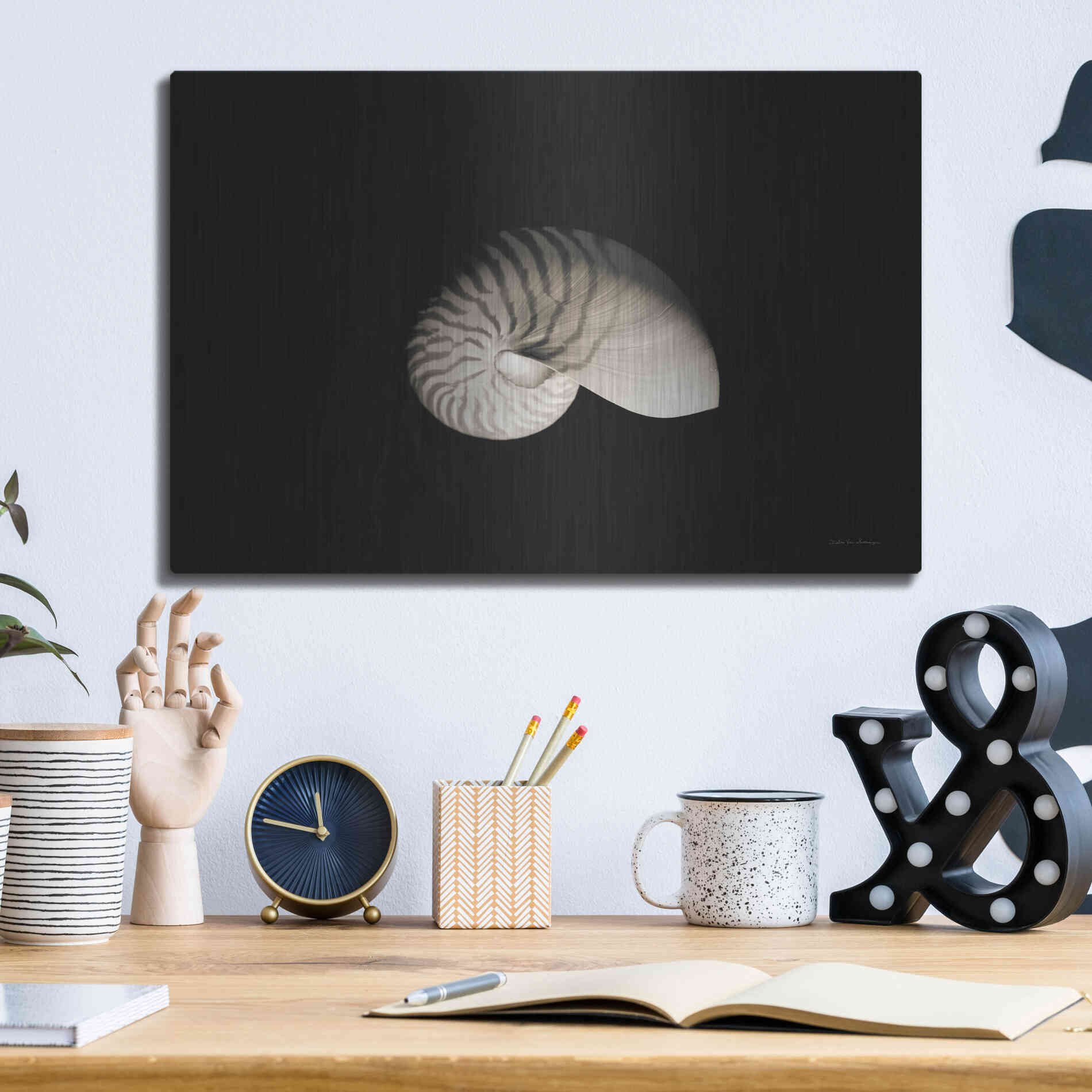 Luxe Metal Art 'Nautilus I' by Debra Van Swearingen, Metal Wall Art,16x12