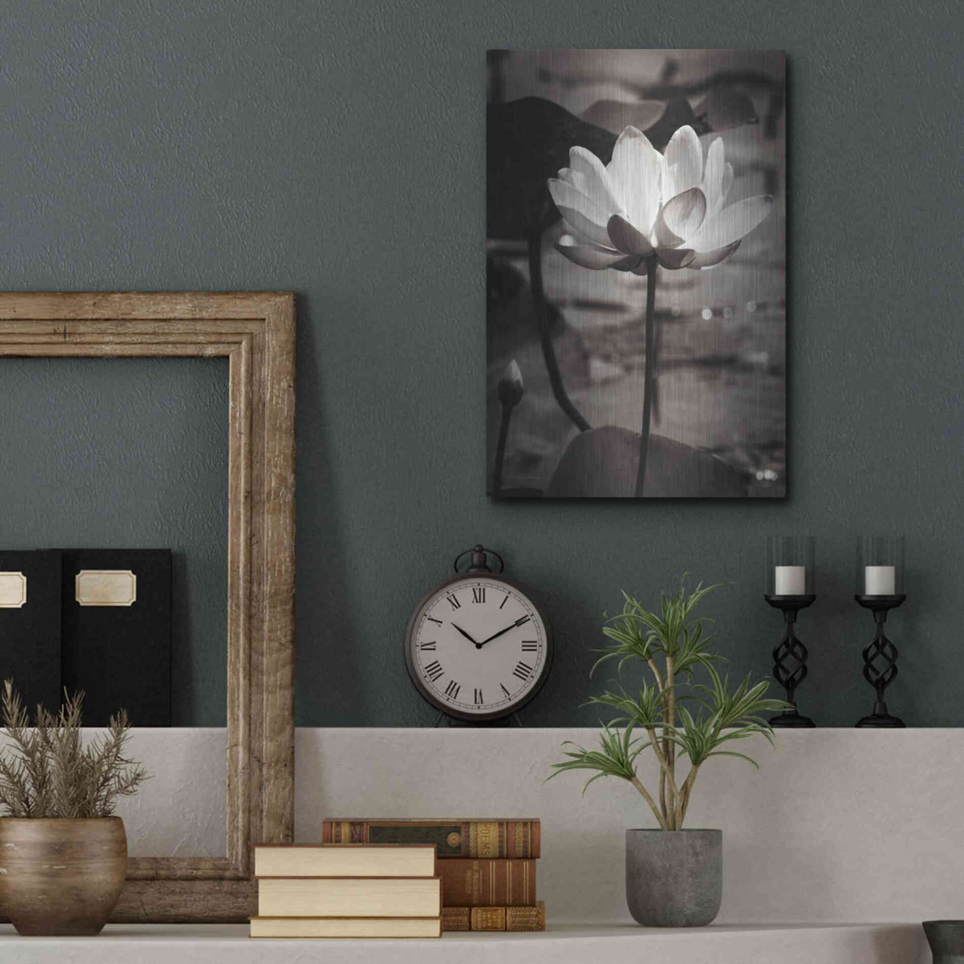 Luxe Metal Art 'Lotus Flower IX' by Debra Van Swearingen, Metal Wall Art,12x16