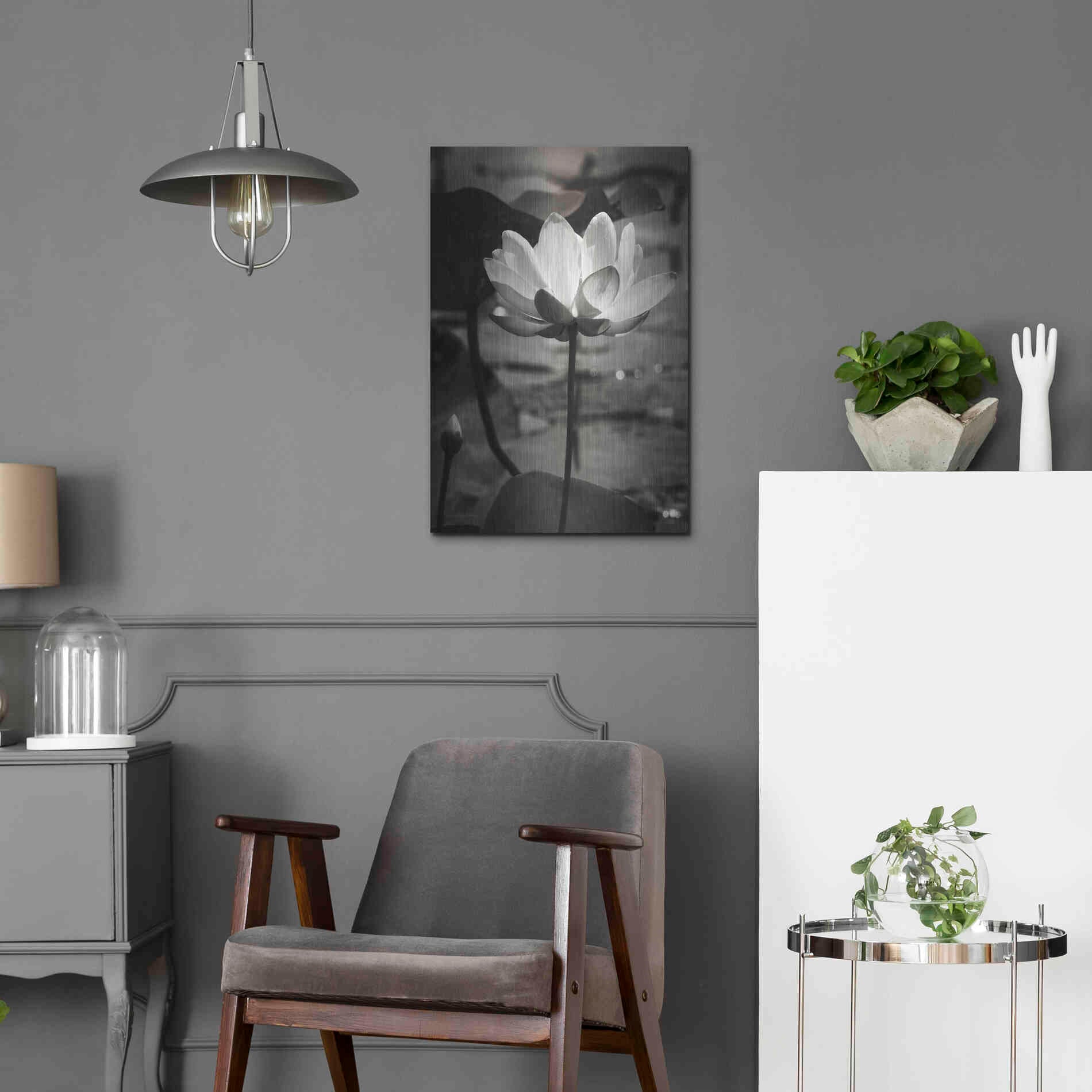 Luxe Metal Art 'Lotus Flower IX' by Debra Van Swearingen, Metal Wall Art,16x24