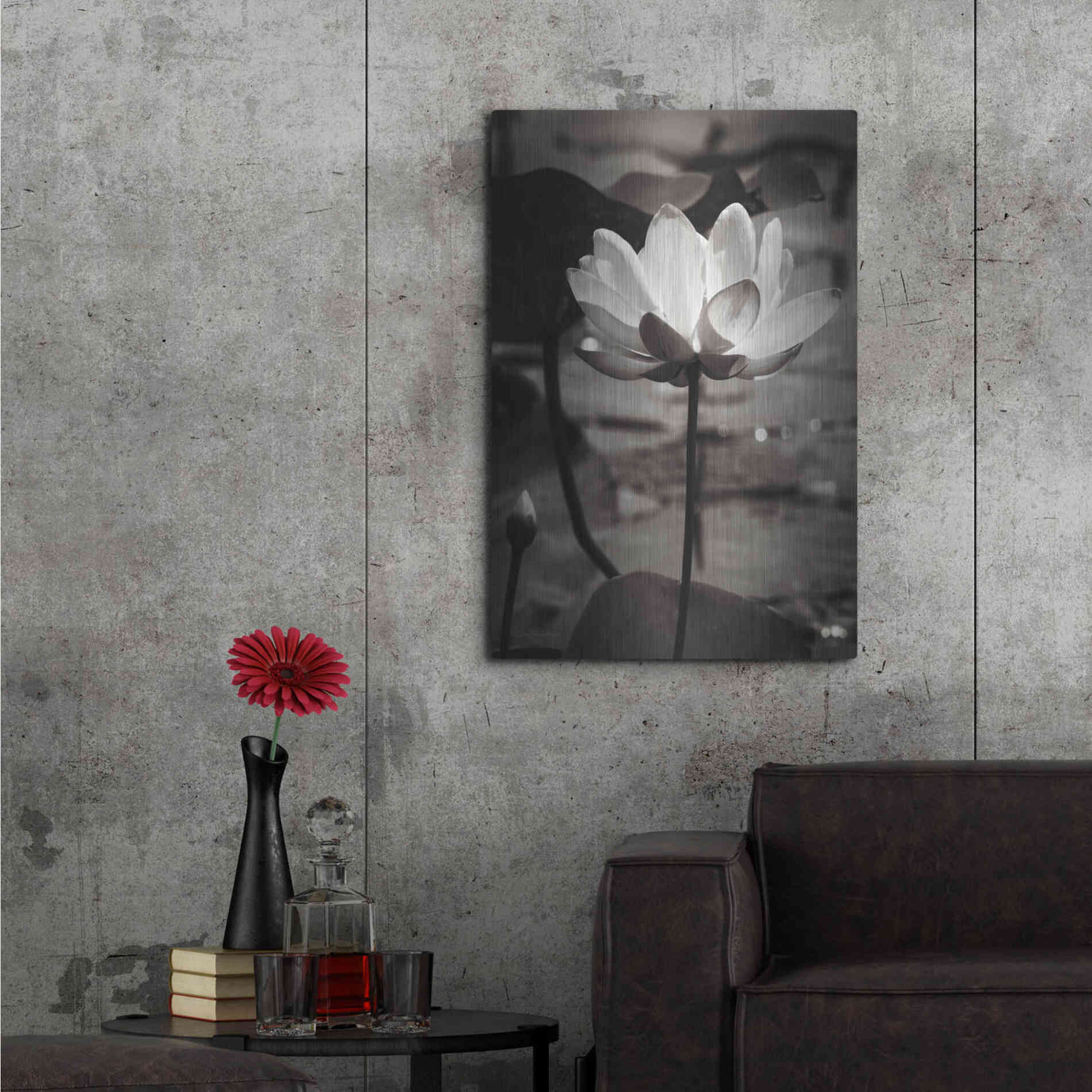 Luxe Metal Art 'Lotus Flower IX' by Debra Van Swearingen, Metal Wall Art,24x36