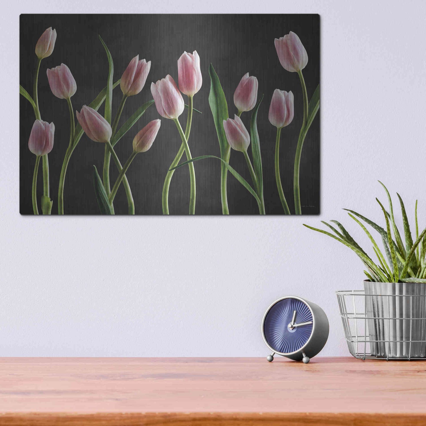 Luxe Metal Art 'Spring Tulips IX' by Debra Van Swearingen, Metal Wall Art,16x12