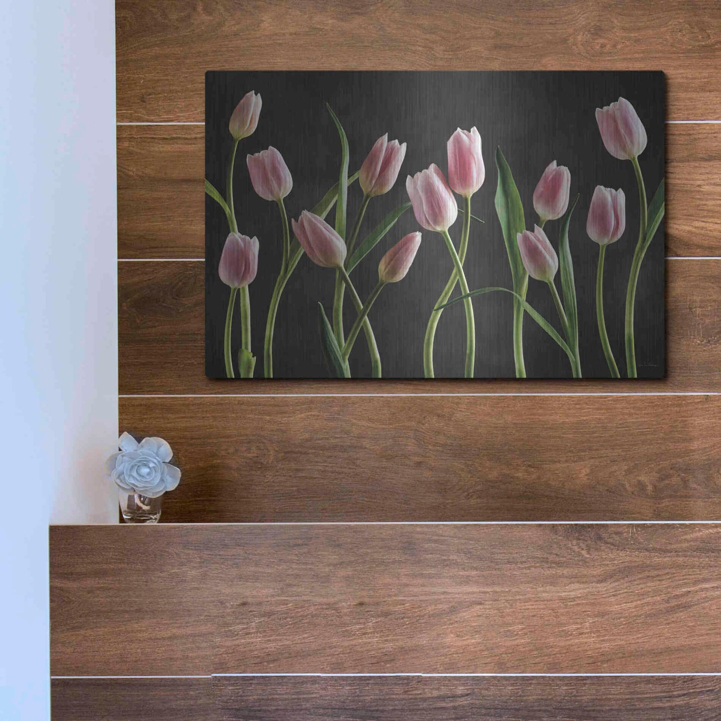 Luxe Metal Art 'Spring Tulips IX' by Debra Van Swearingen, Metal Wall Art,16x12