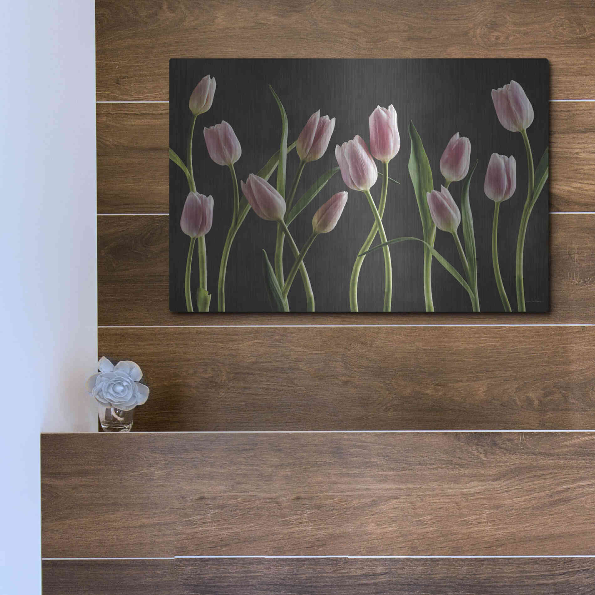 Luxe Metal Art 'Spring Tulips IX' by Debra Van Swearingen, Metal Wall Art,16x12