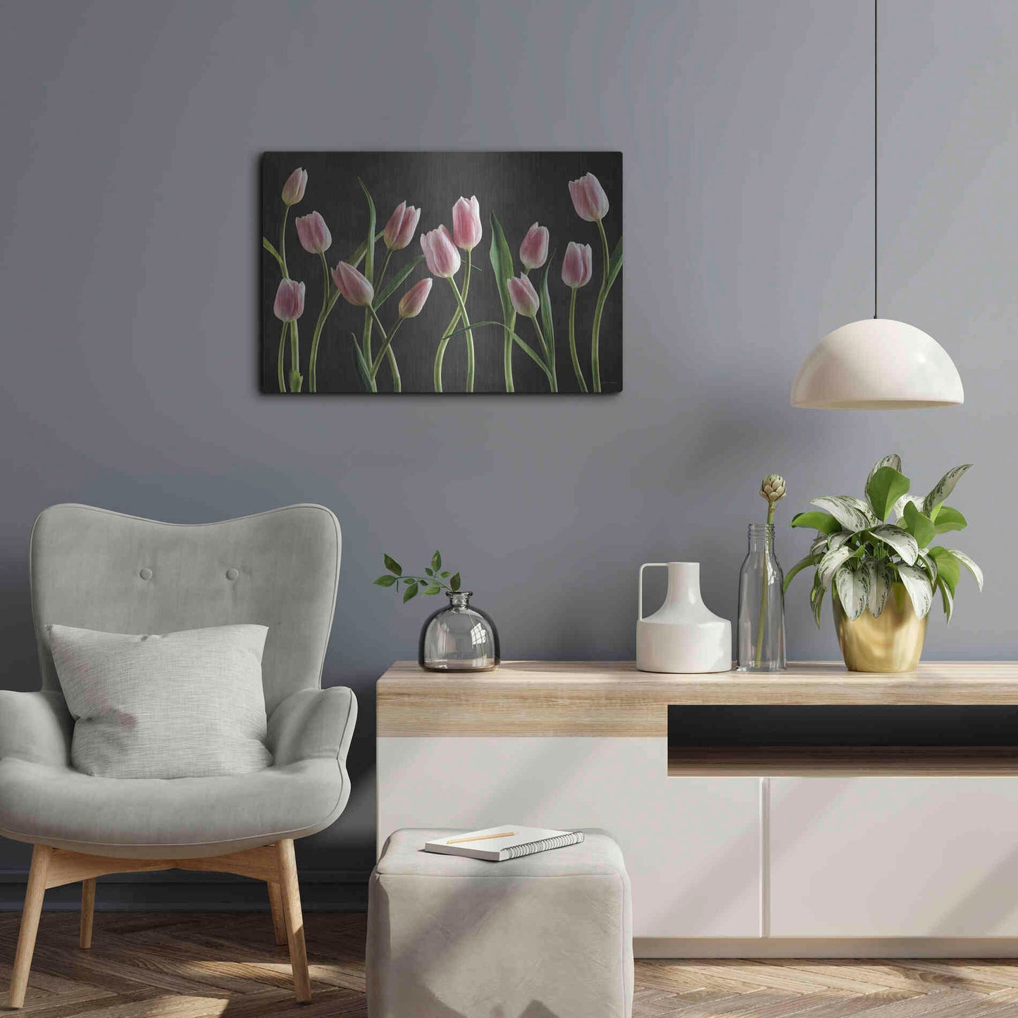 Luxe Metal Art 'Spring Tulips IX' by Debra Van Swearingen, Metal Wall Art,24x16