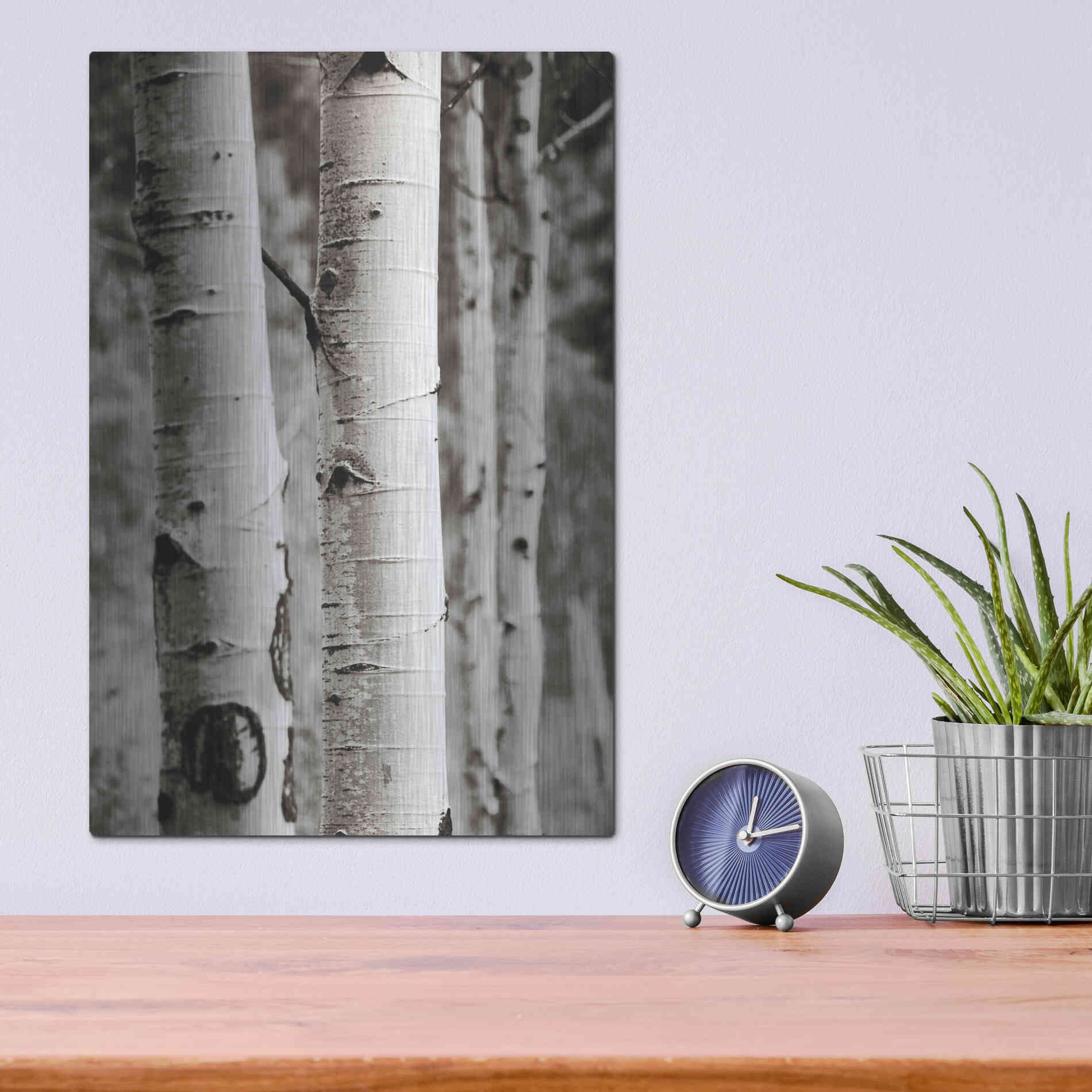 Luxe Metal Art 'Aspens I' by Debra Van Swearingen, Metal Wall Art,12x16