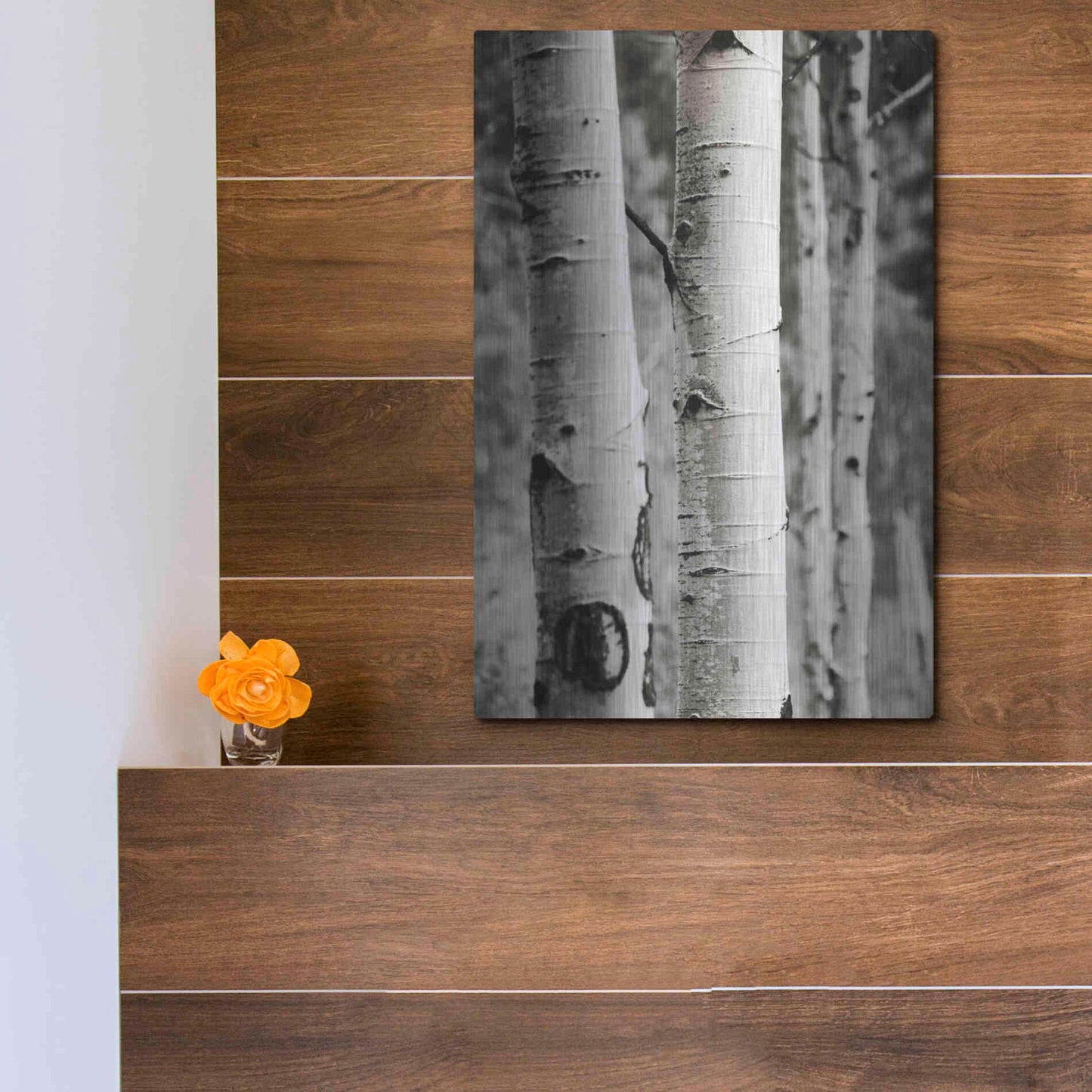 Luxe Metal Art 'Aspens I' by Debra Van Swearingen, Metal Wall Art,12x16