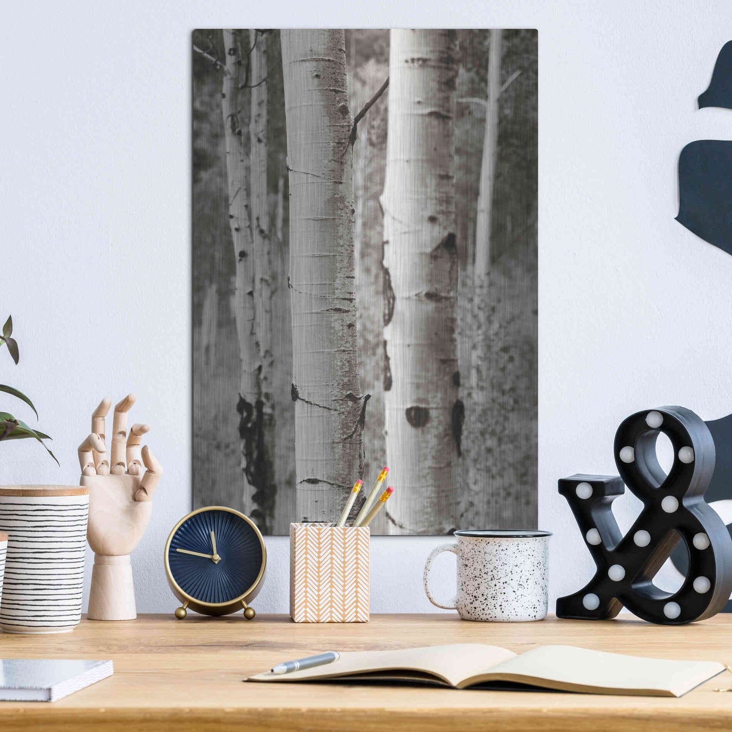 Luxe Metal Art 'Aspens II' by Debra Van Swearingen, Metal Wall Art,12x16