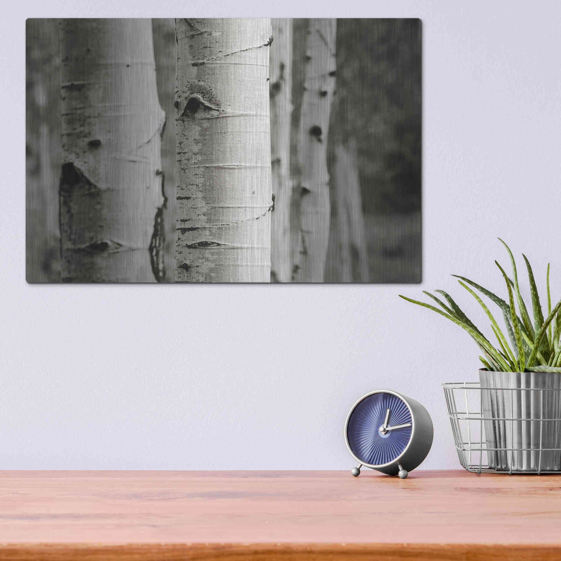 Luxe Metal Art 'Aspens III' by Debra Van Swearingen, Metal Wall Art,16x12