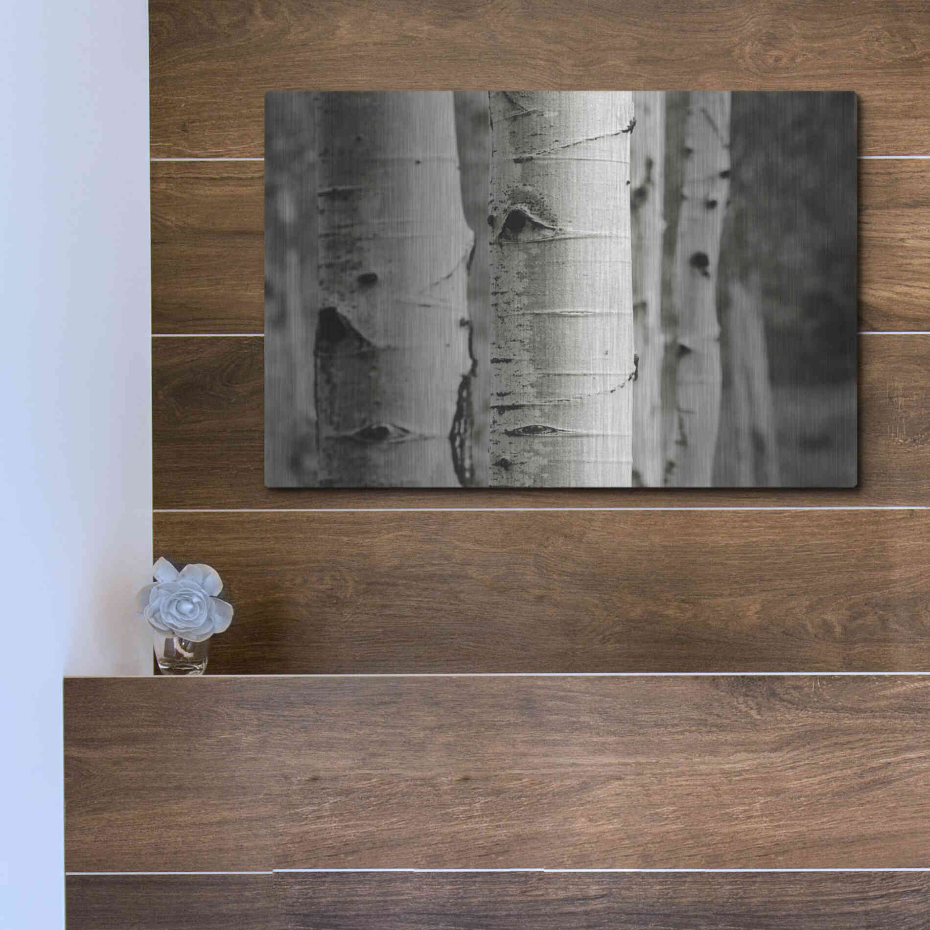 Luxe Metal Art 'Aspens III' by Debra Van Swearingen, Metal Wall Art,16x12