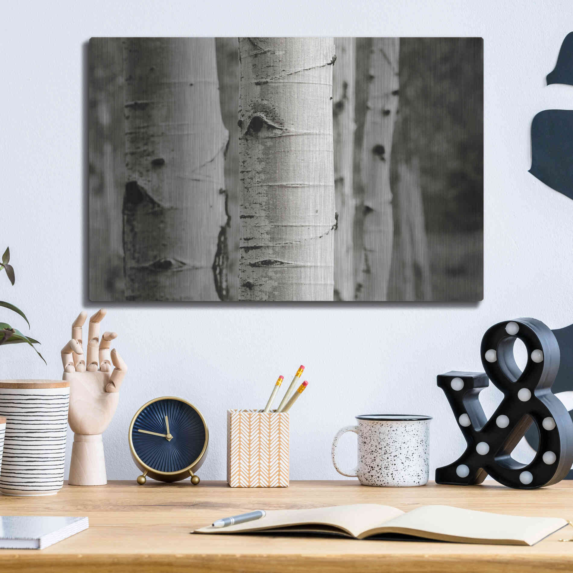 Luxe Metal Art 'Aspens III' by Debra Van Swearingen, Metal Wall Art,16x12