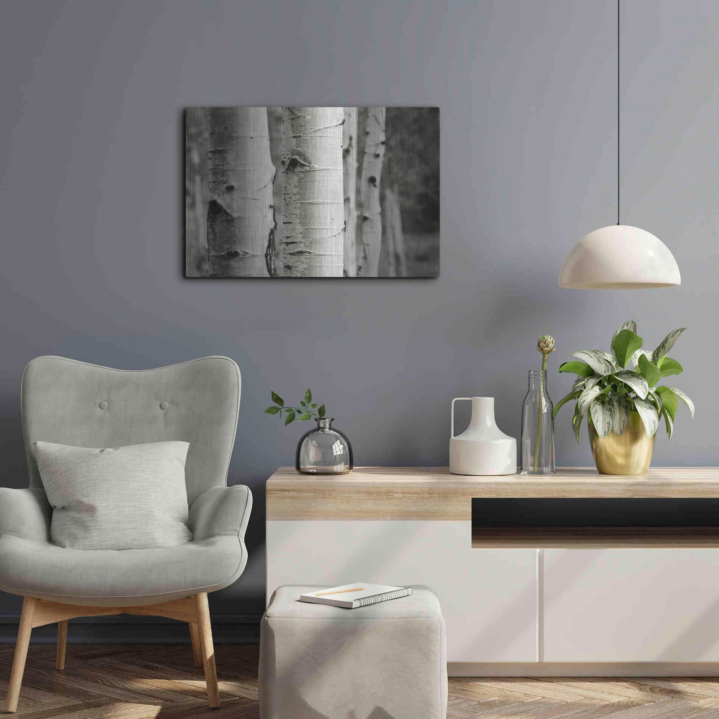 Luxe Metal Art 'Aspens III' by Debra Van Swearingen, Metal Wall Art,24x16