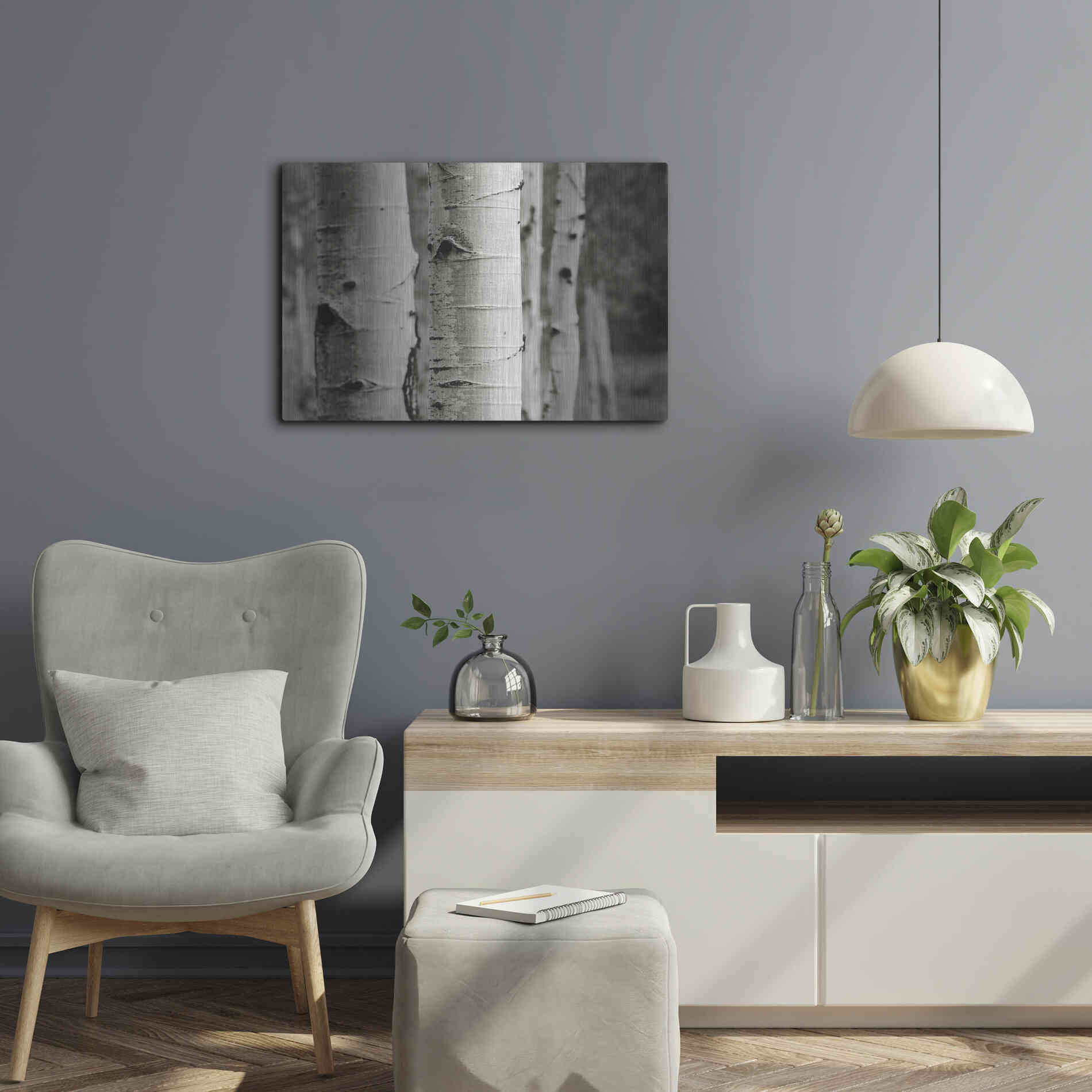 Luxe Metal Art 'Aspens III' by Debra Van Swearingen, Metal Wall Art,24x16
