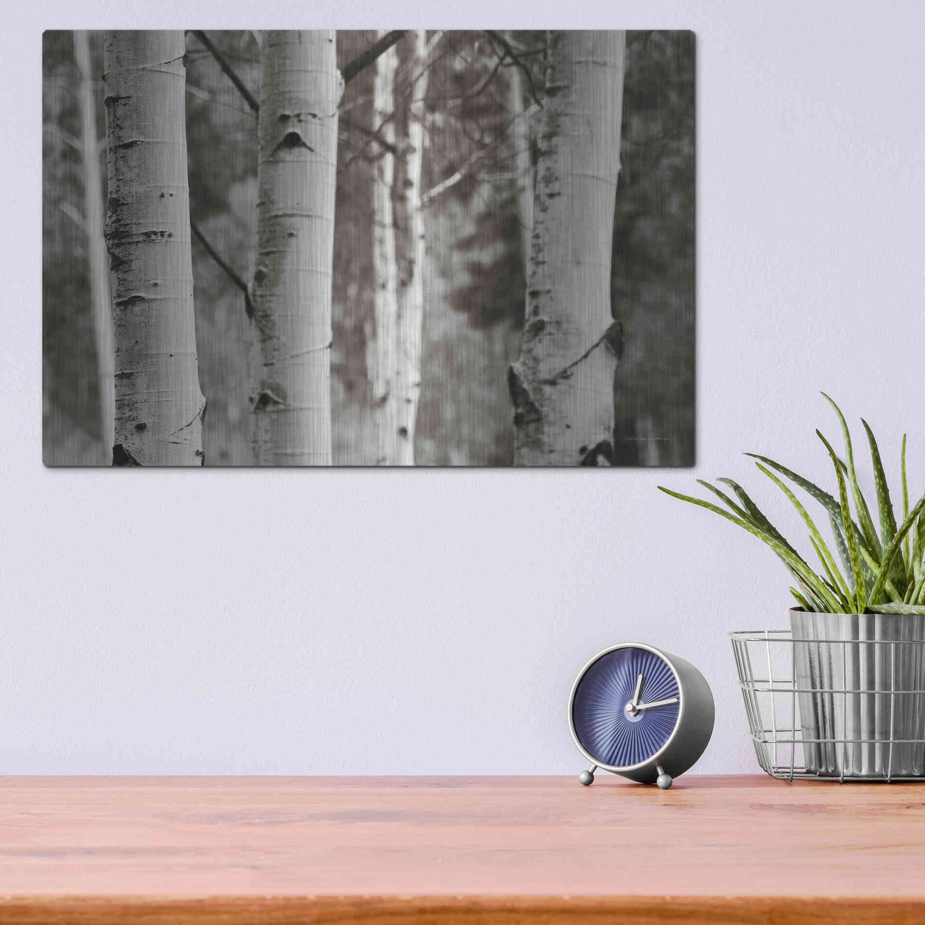 Luxe Metal Art 'Aspens IV' by Debra Van Swearingen, Metal Wall Art,16x12