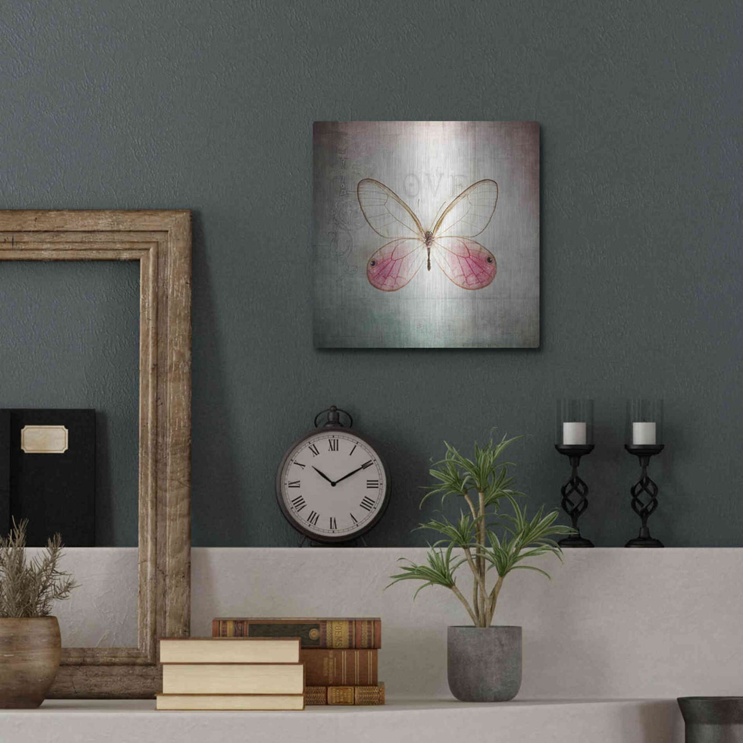 Luxe Metal Art 'French Butterfly I' by Debra Van Swearingen, Metal Wall Art,12x12