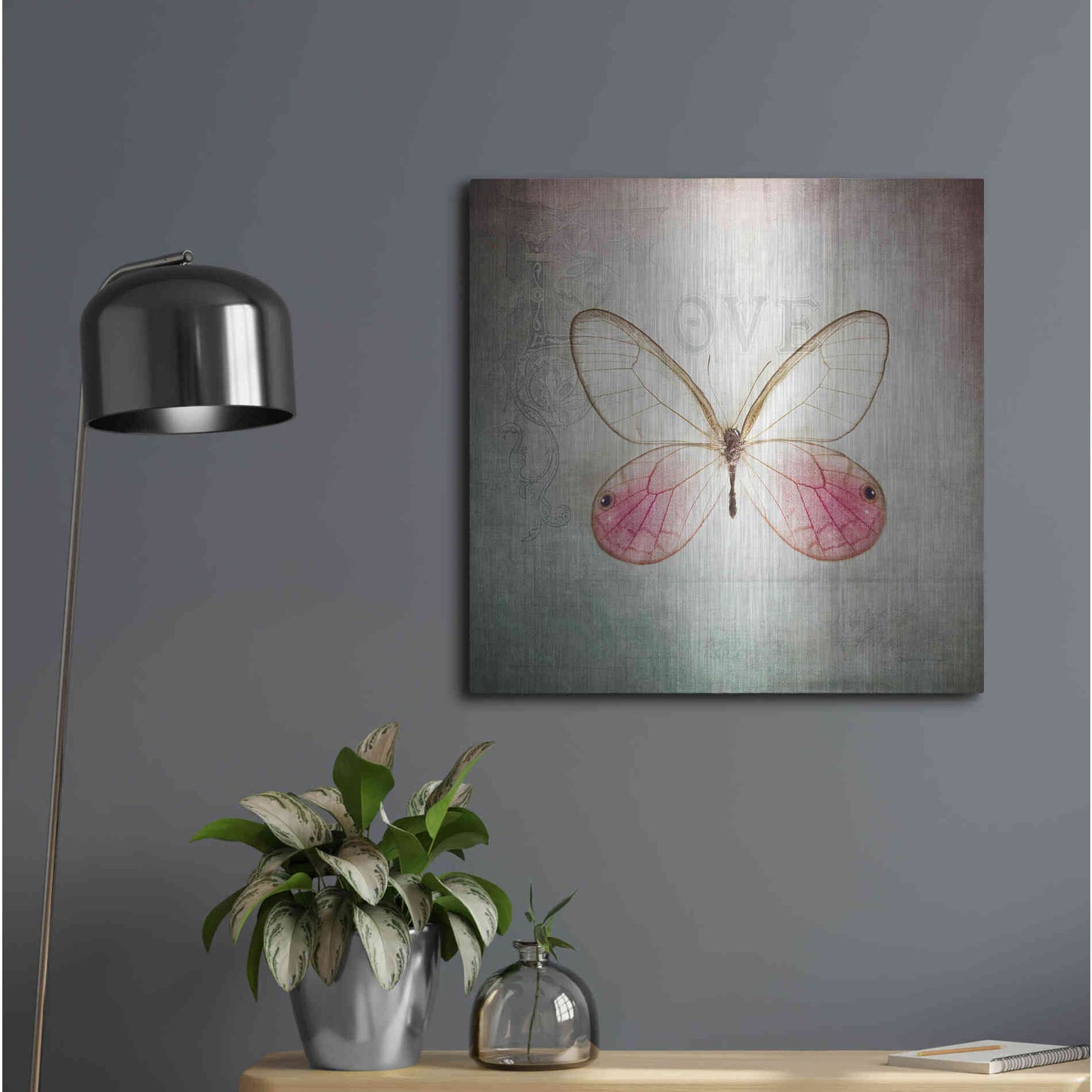 Luxe Metal Art 'French Butterfly I' by Debra Van Swearingen, Metal Wall Art,24x24