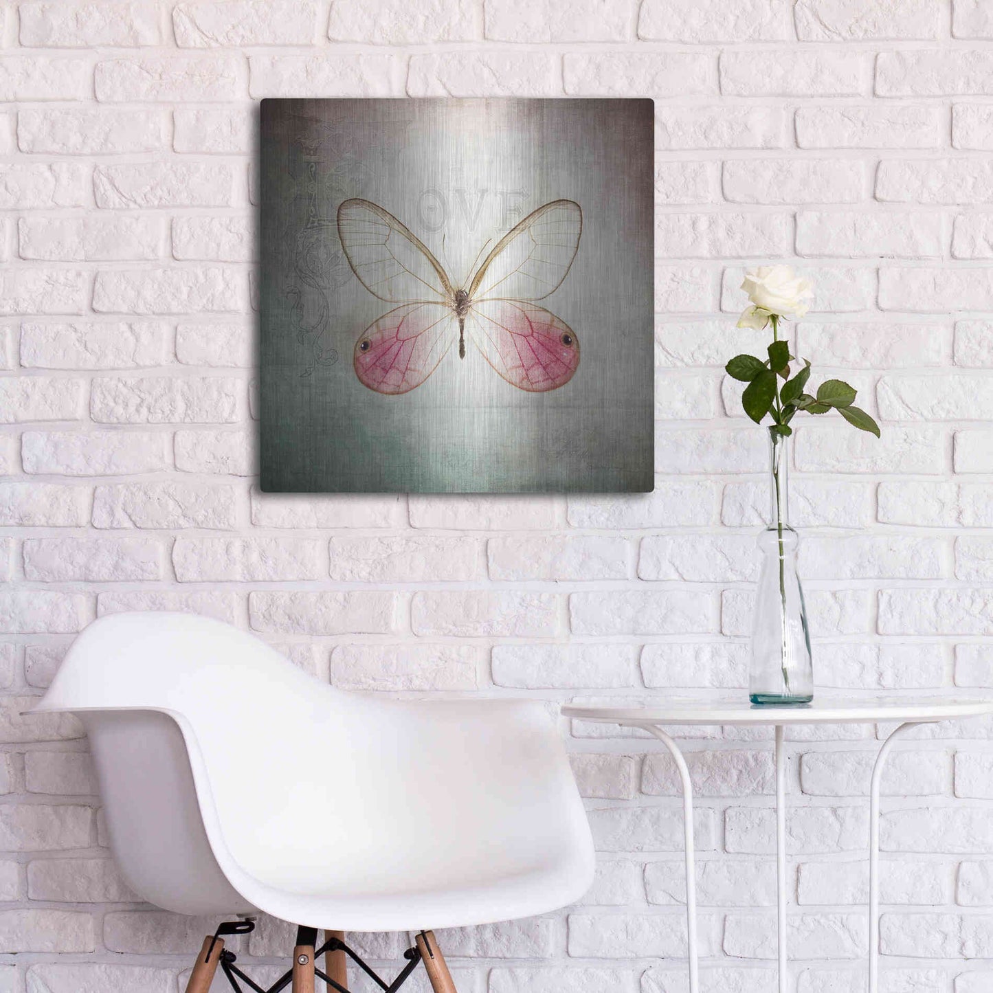 Luxe Metal Art 'French Butterfly I' by Debra Van Swearingen, Metal Wall Art,24x24