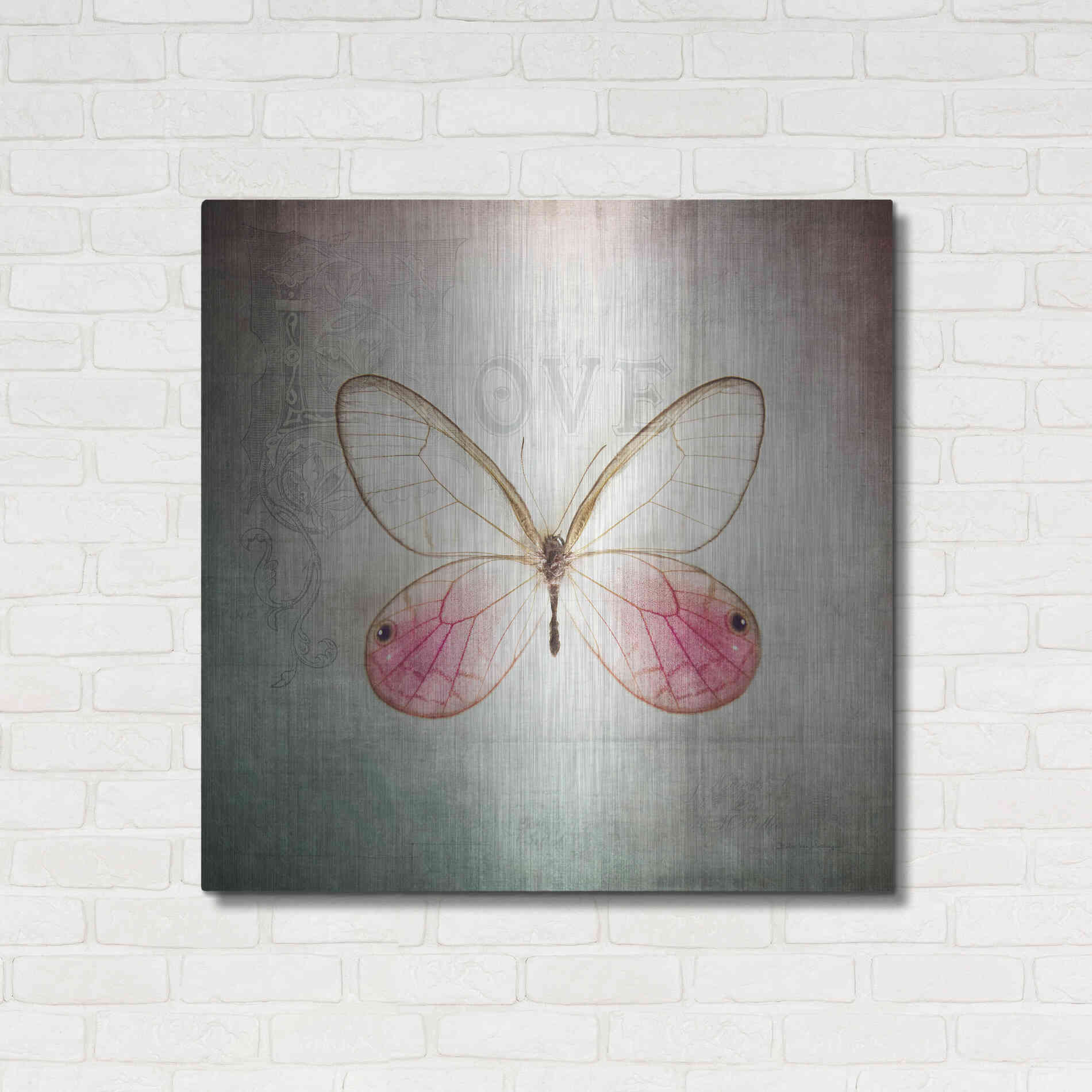 Luxe Metal Art 'French Butterfly I' by Debra Van Swearingen, Metal Wall Art,36x36