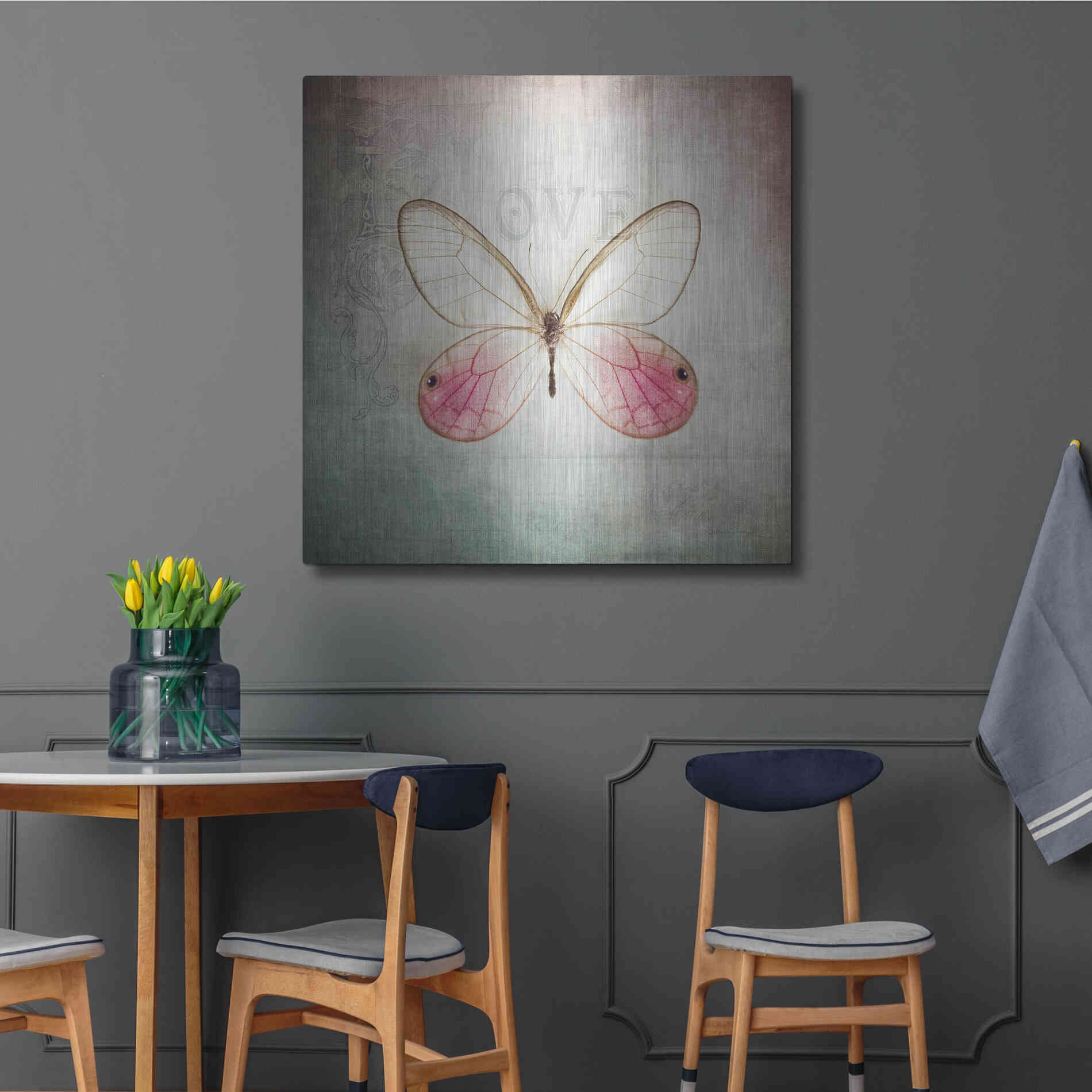 Luxe Metal Art 'French Butterfly I' by Debra Van Swearingen, Metal Wall Art,36x36