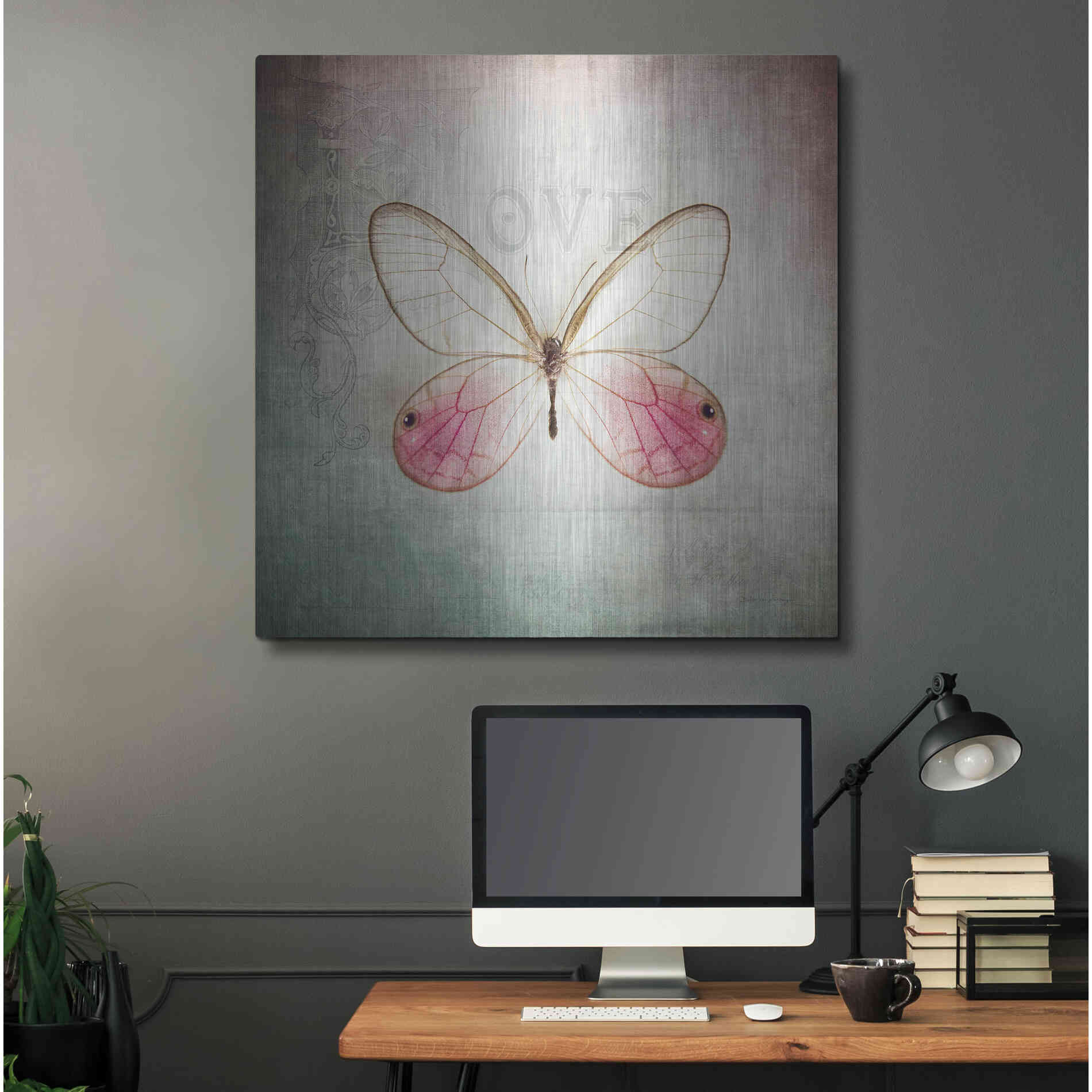 Luxe Metal Art 'French Butterfly I' by Debra Van Swearingen, Metal Wall Art,36x36