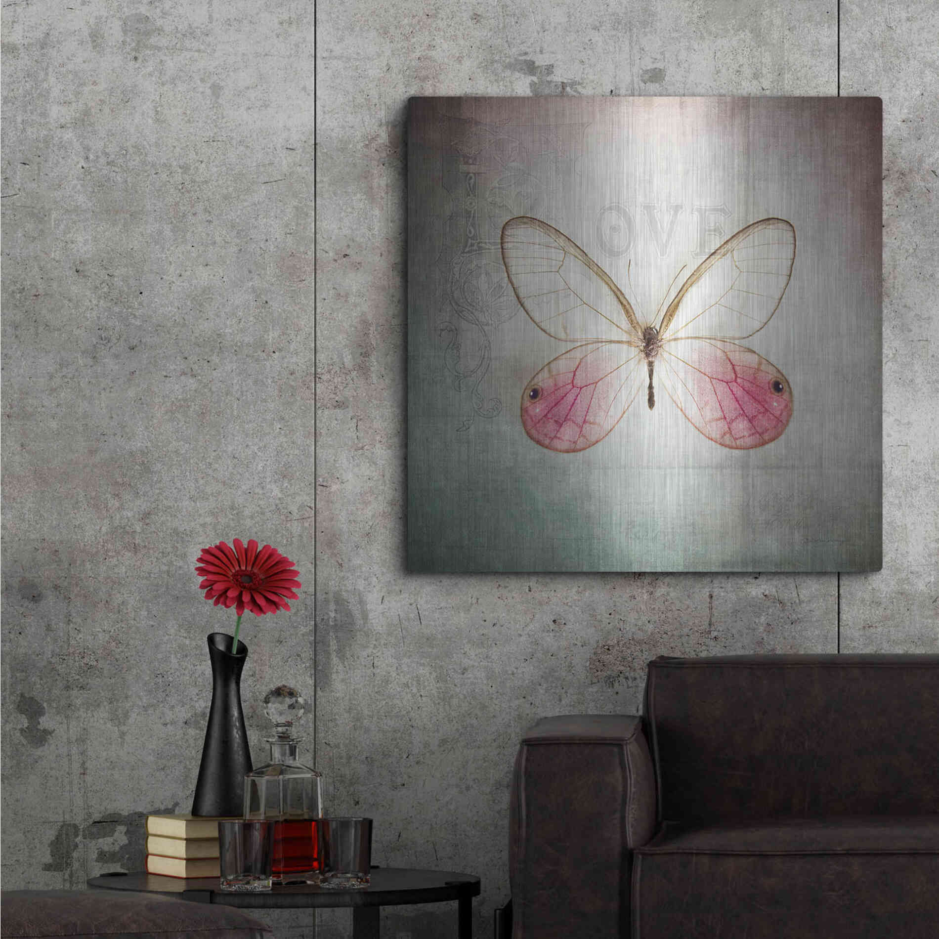 Luxe Metal Art 'French Butterfly I' by Debra Van Swearingen, Metal Wall Art,36x36