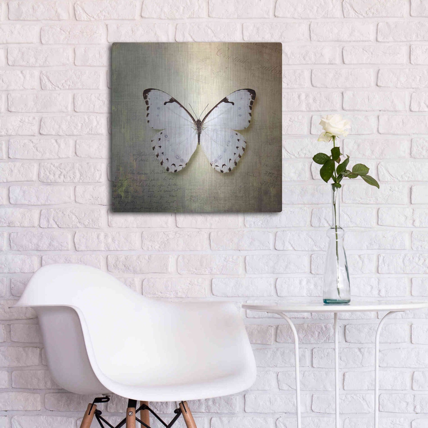 Luxe Metal Art 'French Butterfly II' by Debra Van Swearingen, Metal Wall Art,24x24