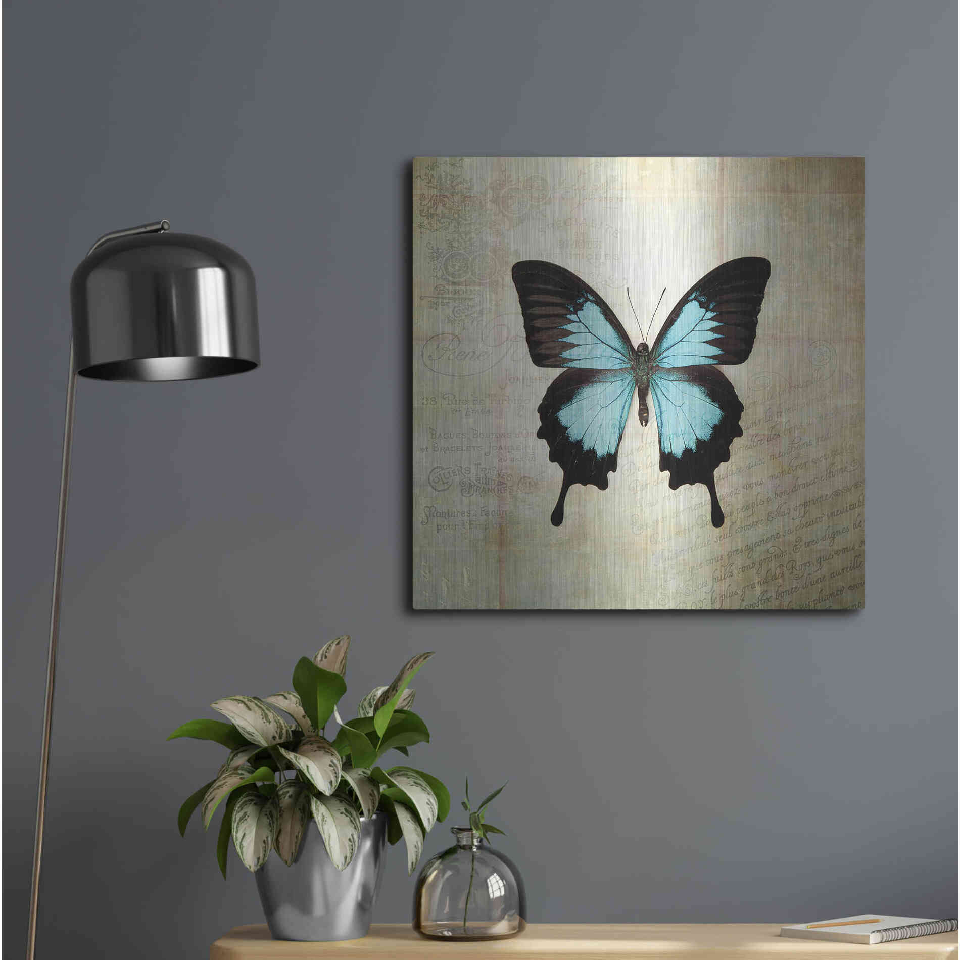 Luxe Metal Art 'French Butterfly III' by Debra Van Swearingen, Metal Wall Art,24x24