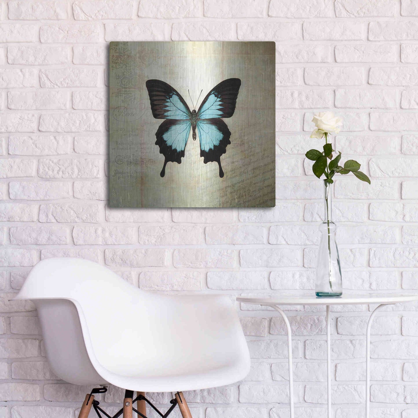 Luxe Metal Art 'French Butterfly III' by Debra Van Swearingen, Metal Wall Art,24x24