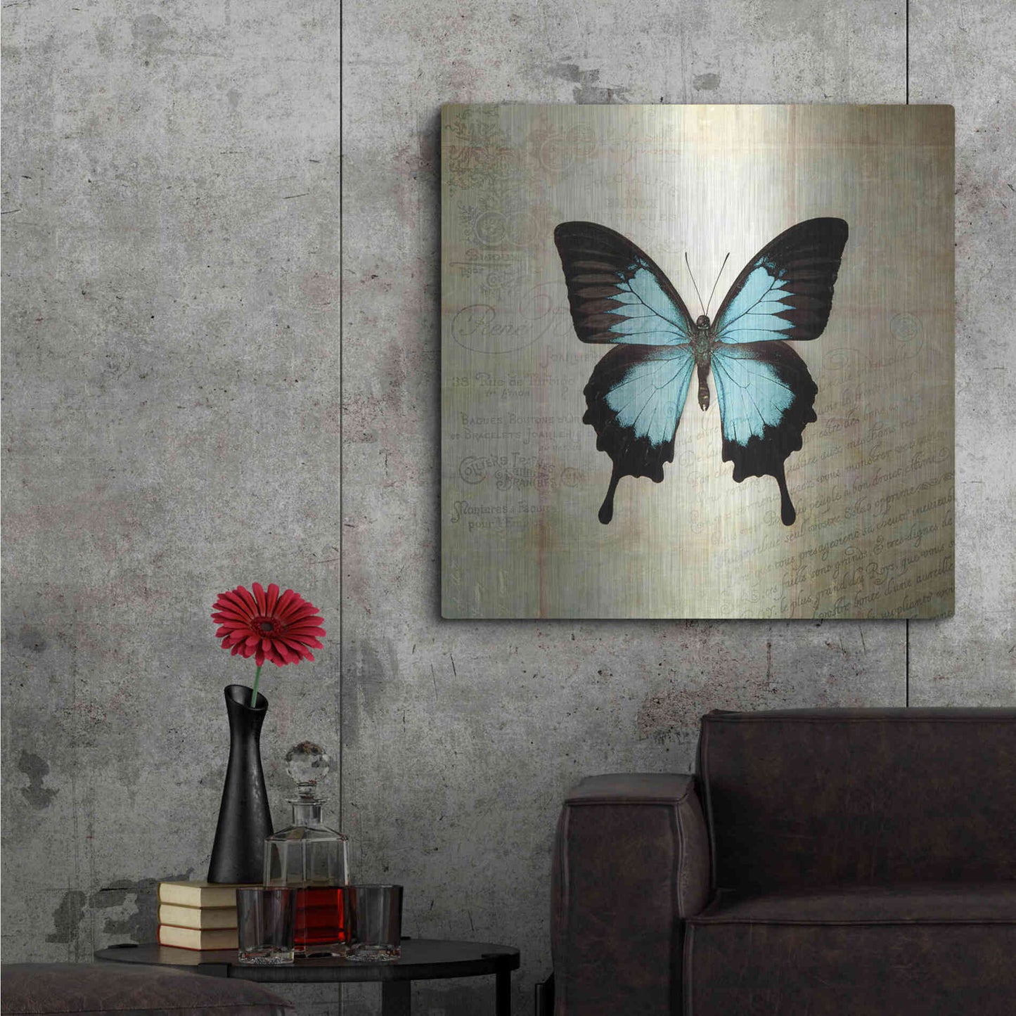 Luxe Metal Art 'French Butterfly III' by Debra Van Swearingen, Metal Wall Art,36x36